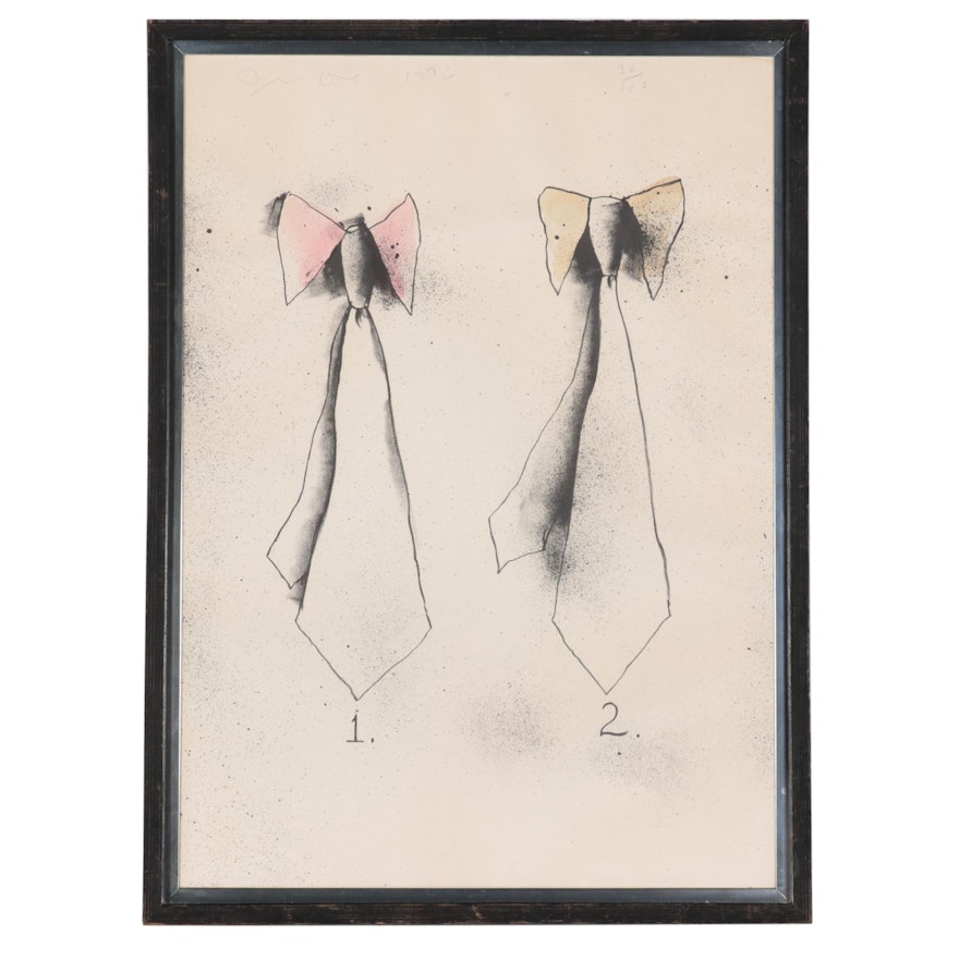 Jim Dine Hand-Colored Lithograph "Ties," 1976