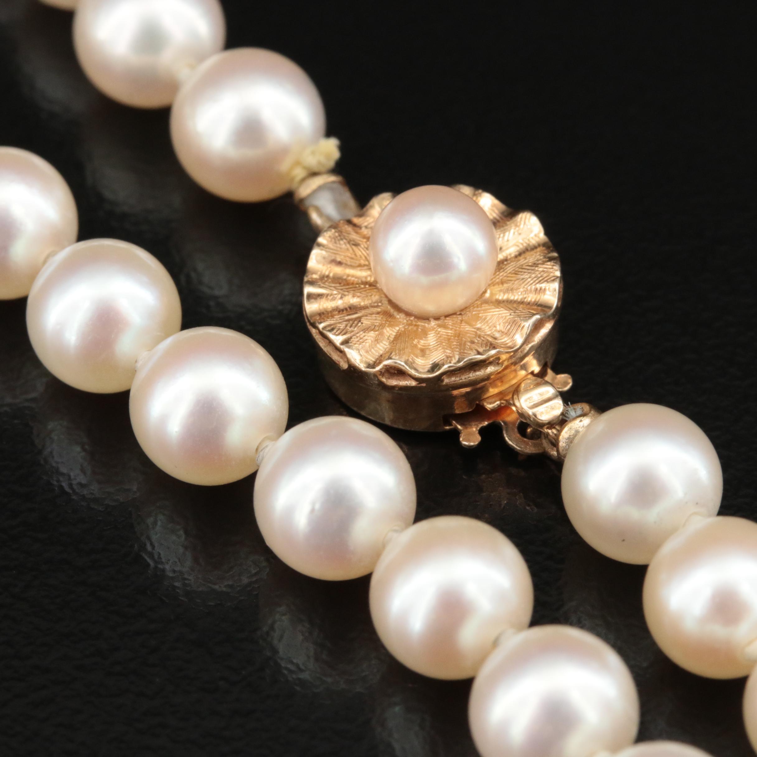 Pearl Necklace with 14K Clasp