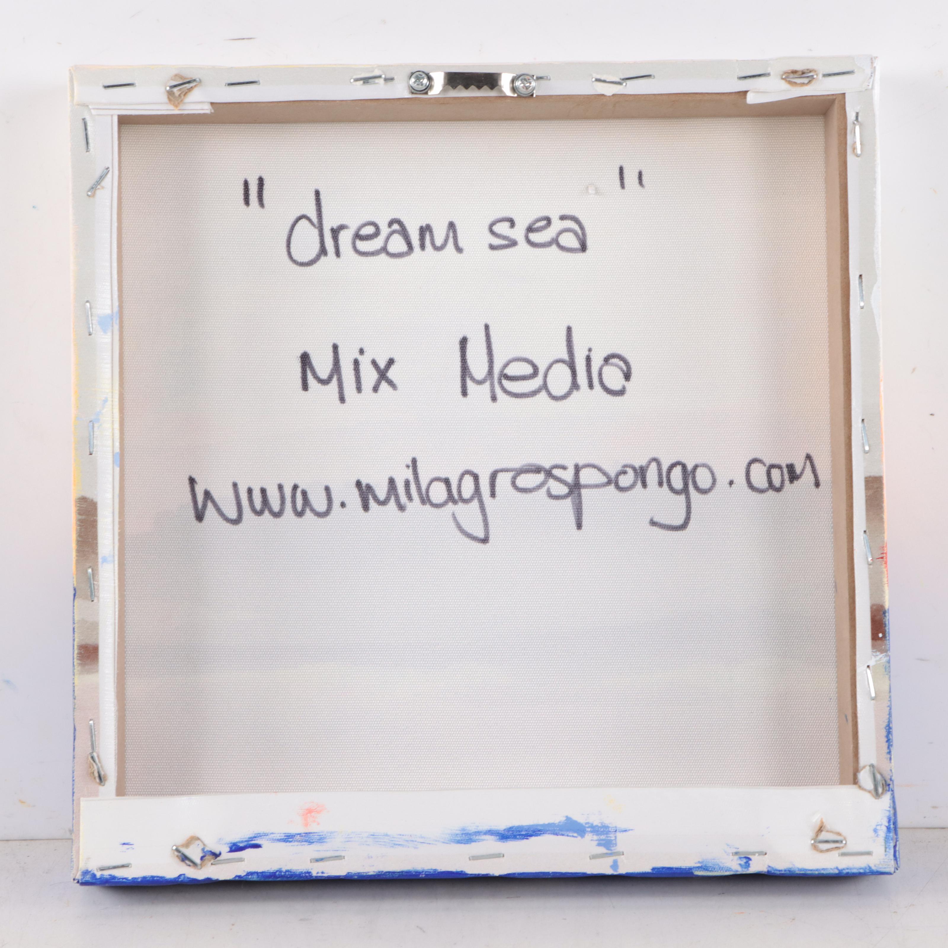 Milagros Pongo Abstract Mixed Media Painting "Dream Sea," 21st Century