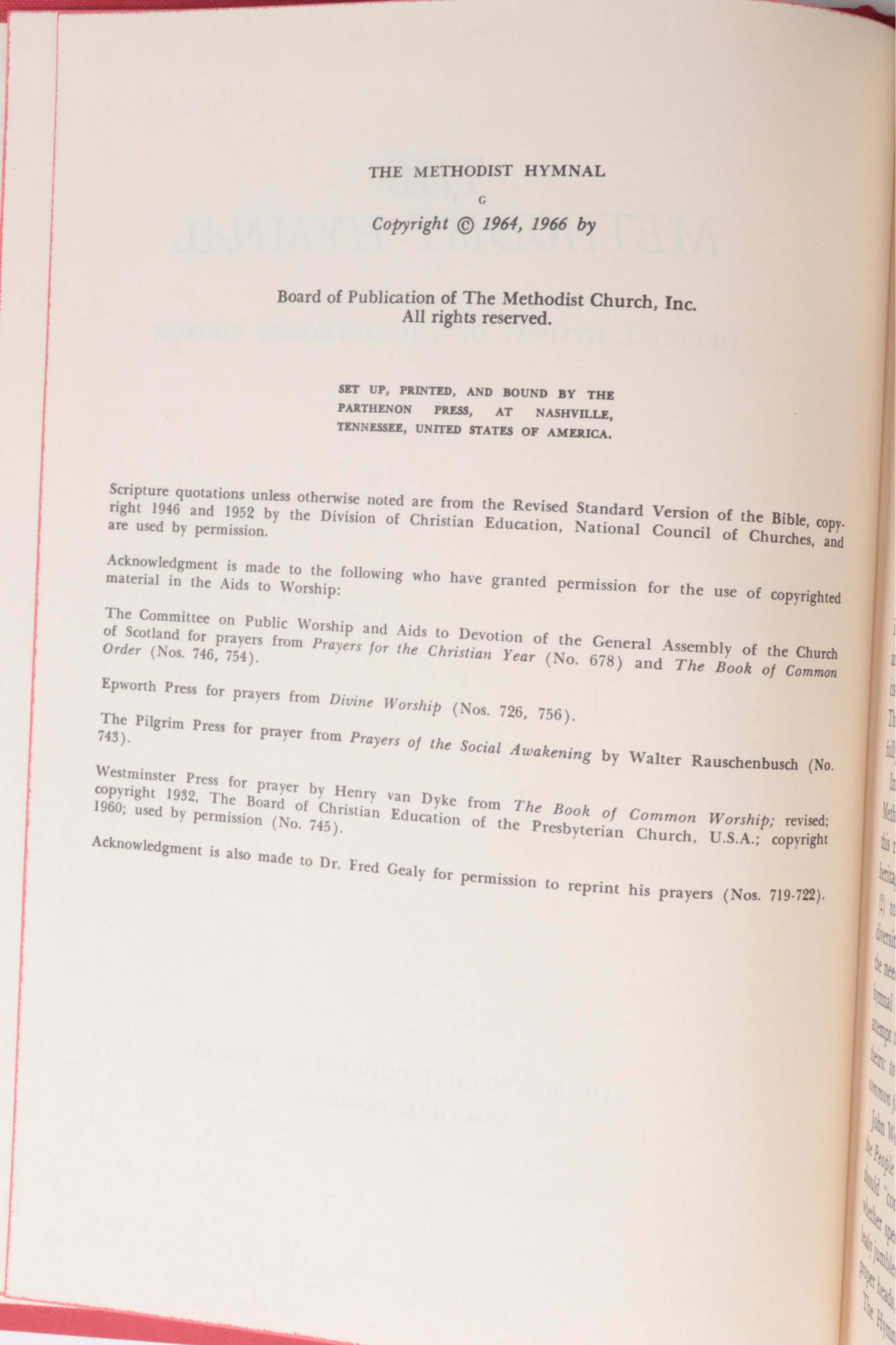 "The Methodist Hymnal" and More Hymnal Books, Mid-20th Century