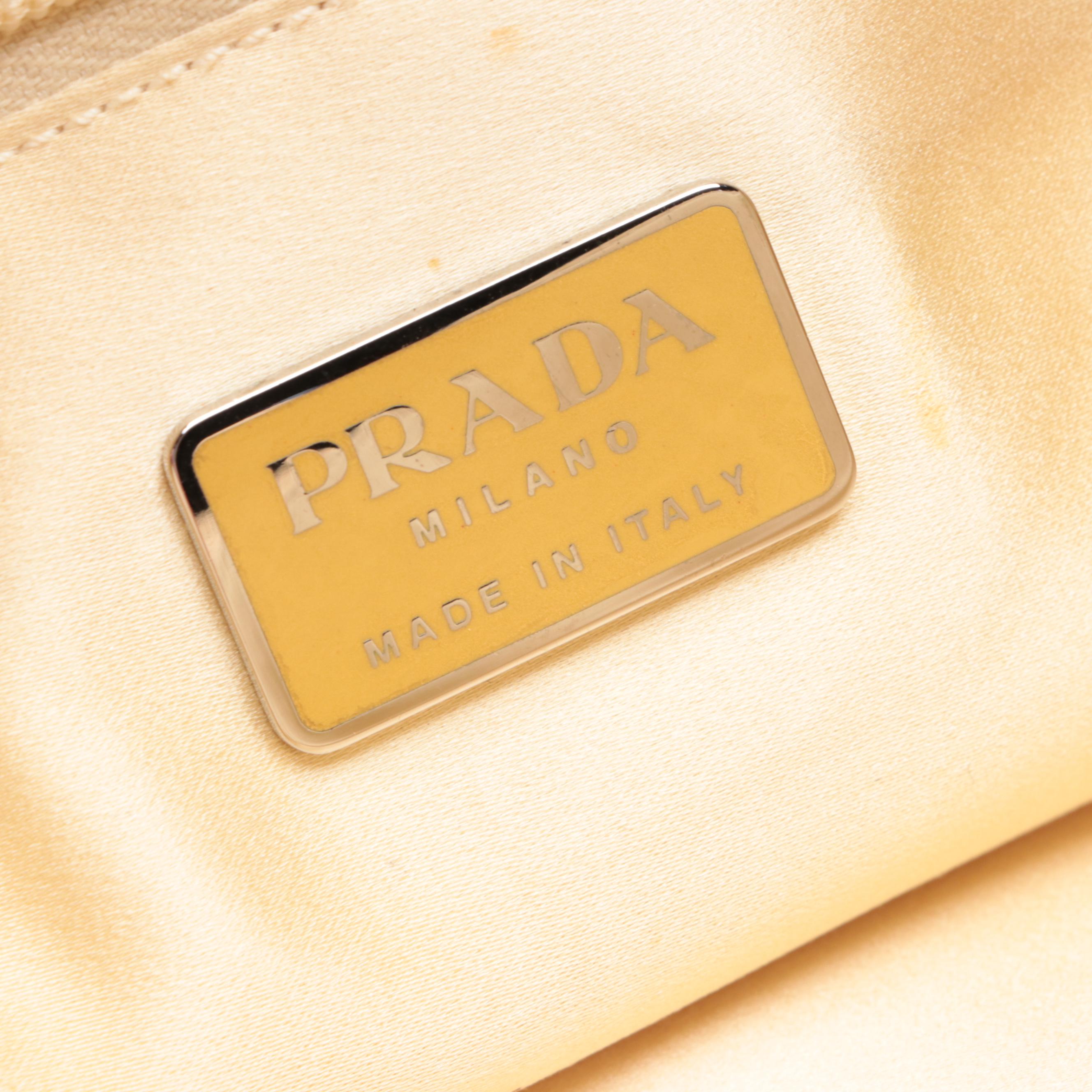 Prada Tote in Woven Canvas and Crocodile