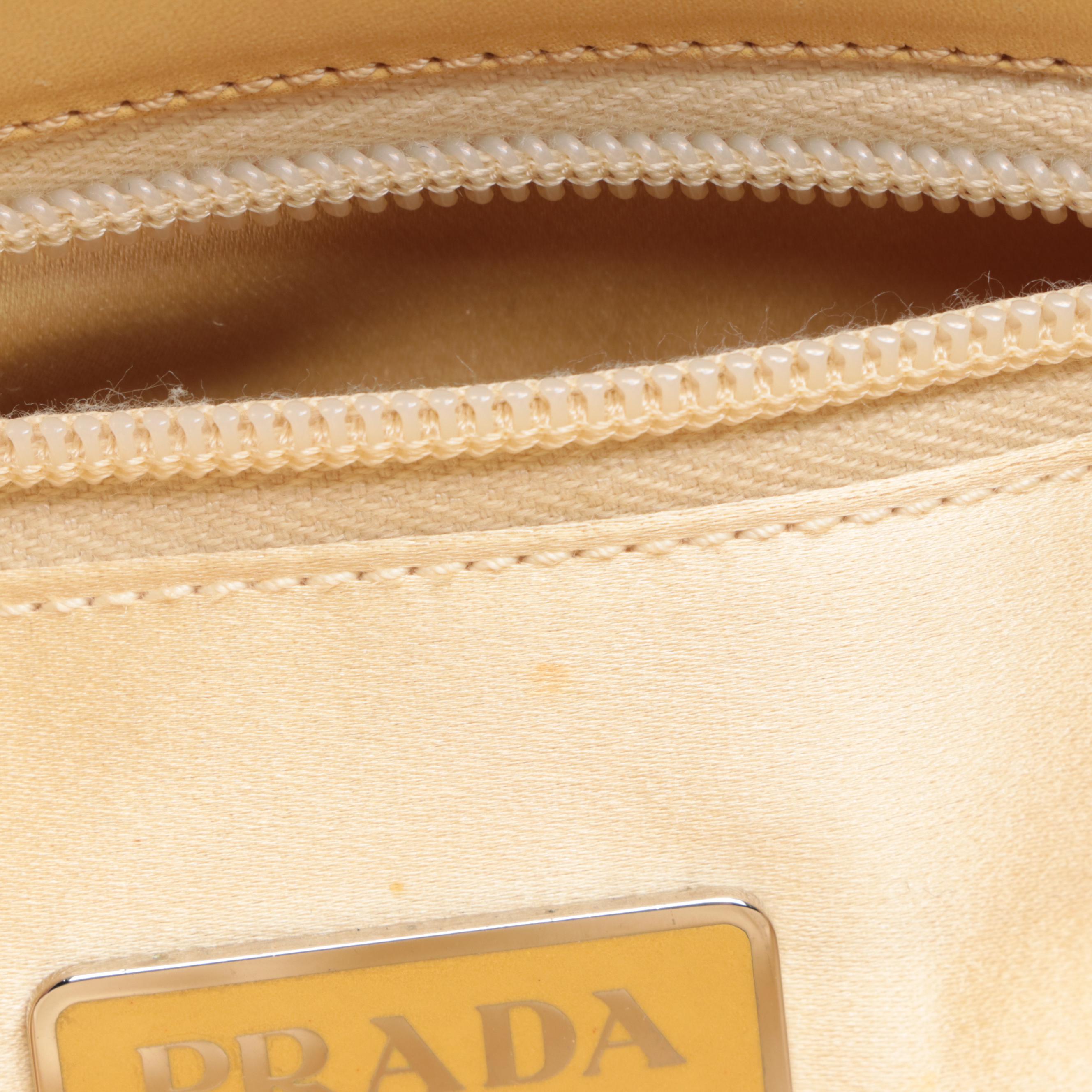 Prada Tote in Woven Canvas and Crocodile