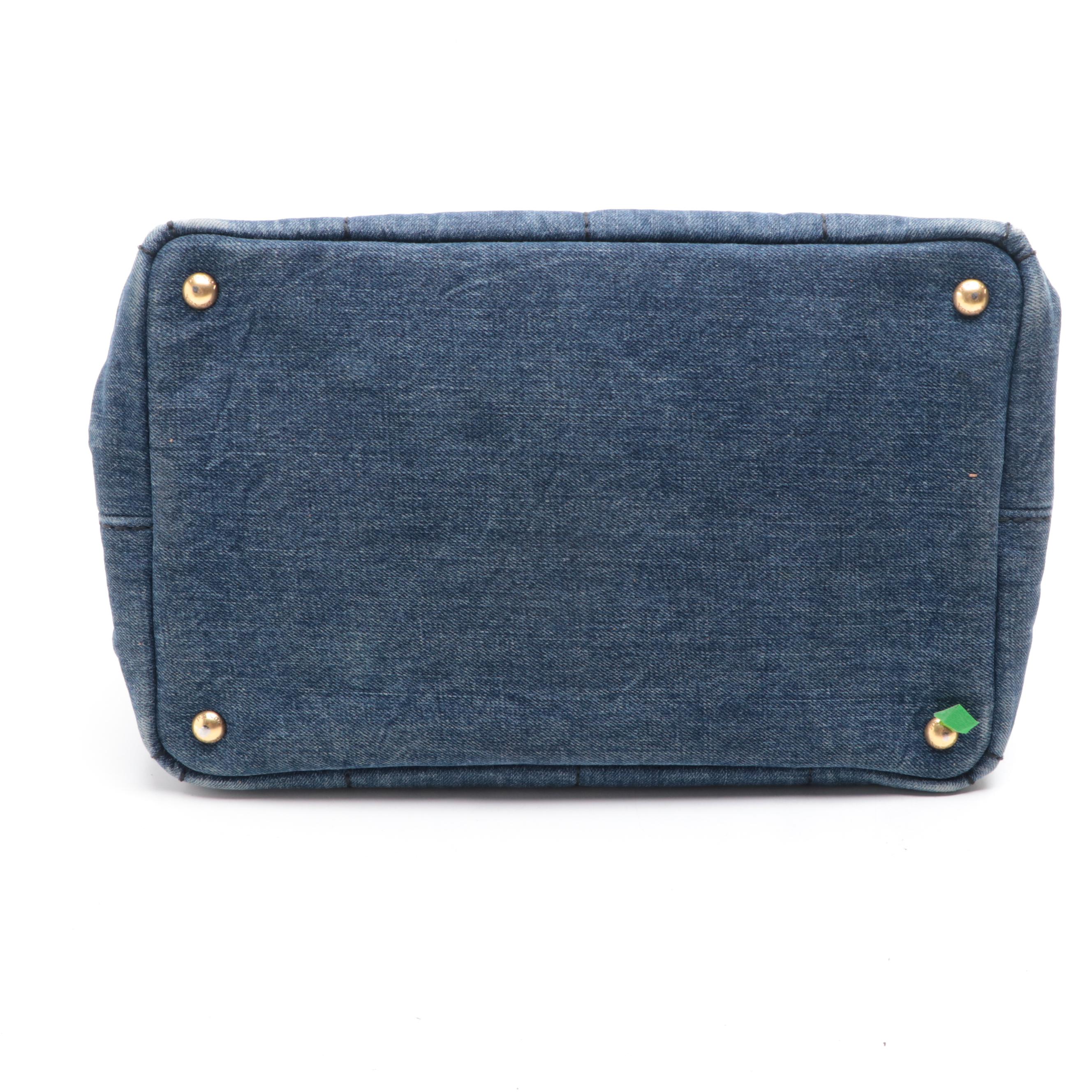 Prada Logo Tote in Blue Denim