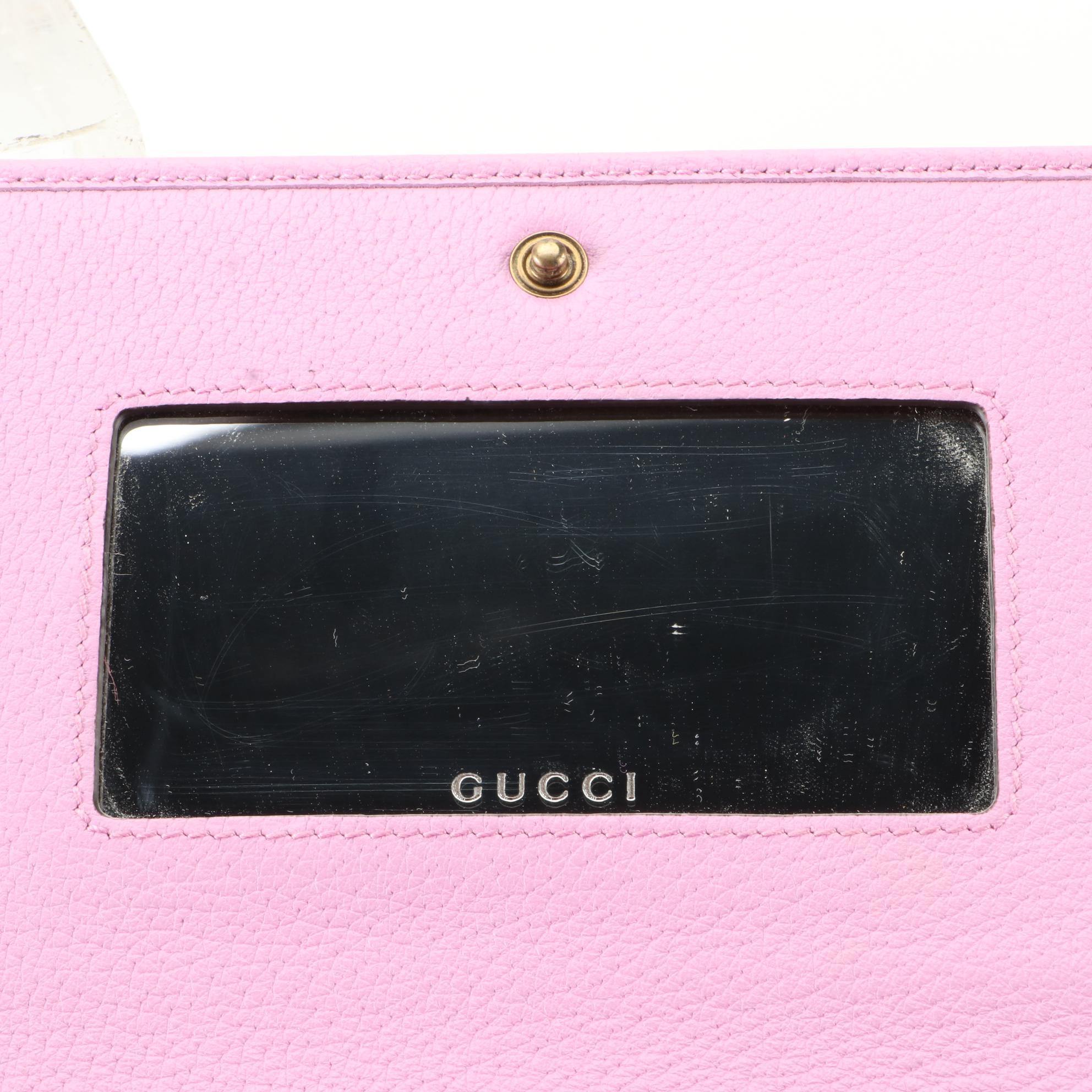 Gucci GG Marmont Wallet-on-Chain in Embellished Pink Leather w/Box