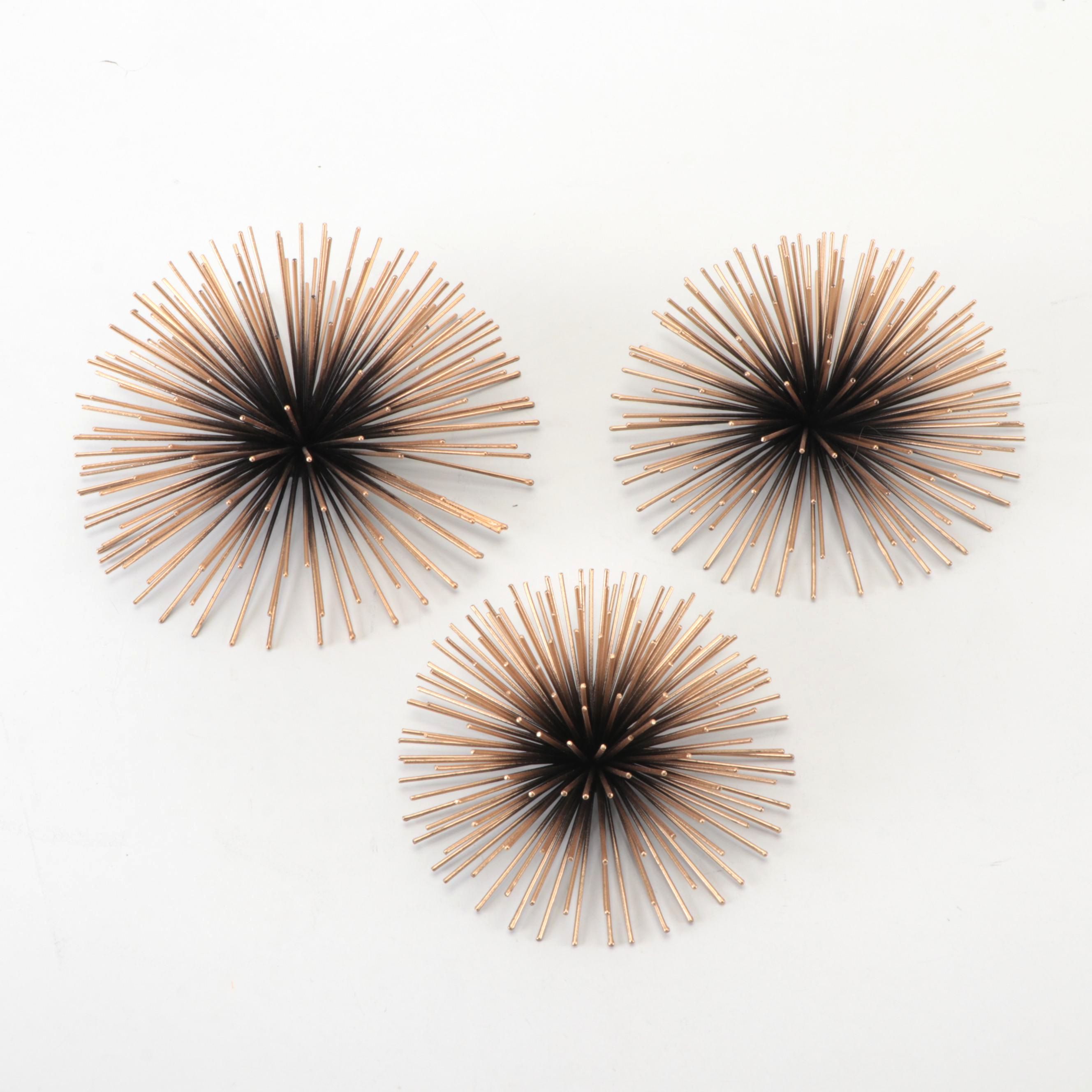 Mid Century Modern Style Gilt Metal Sea Urchin Wall Decor