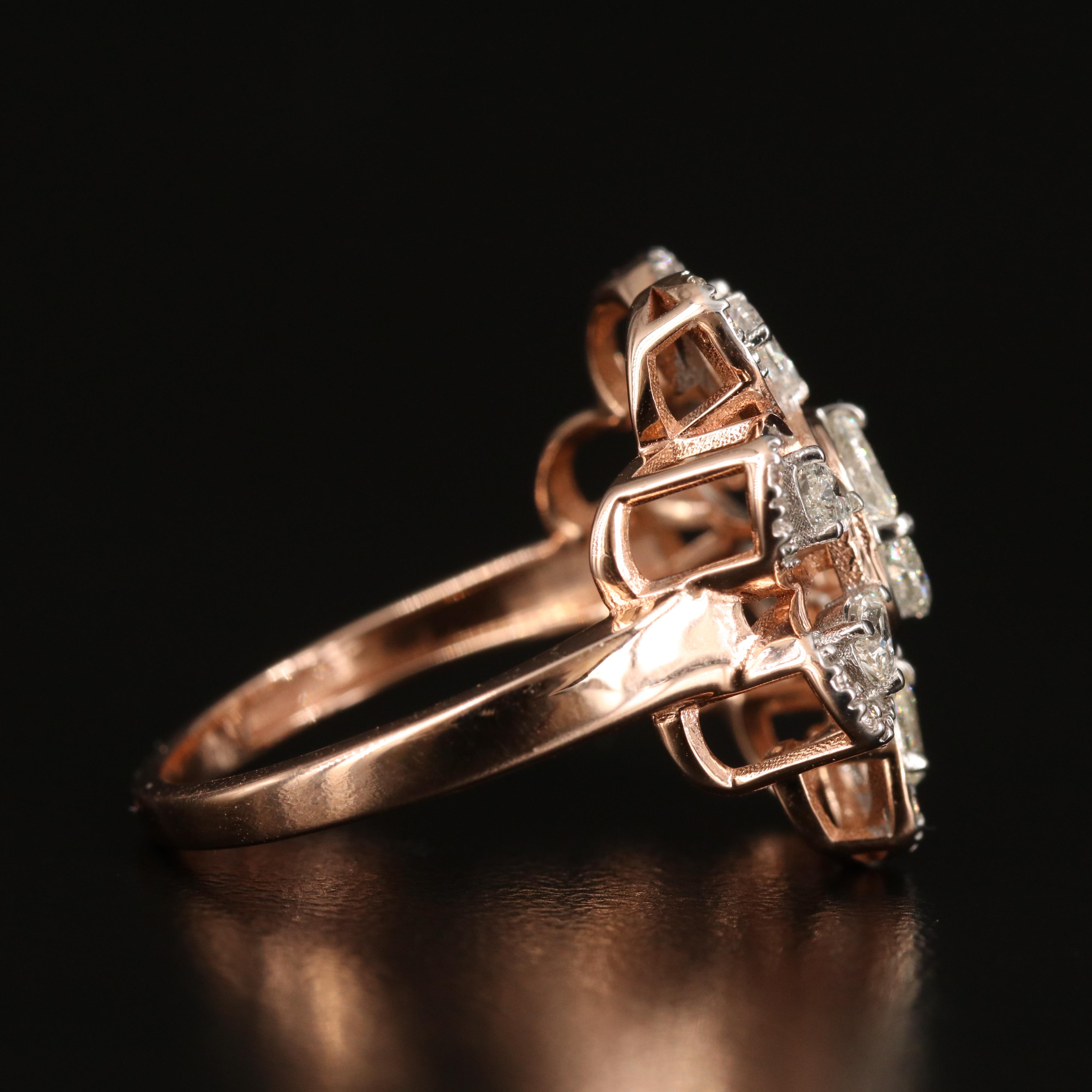 14K Rose Gold 1.05 CTW Diamond Flower Ring