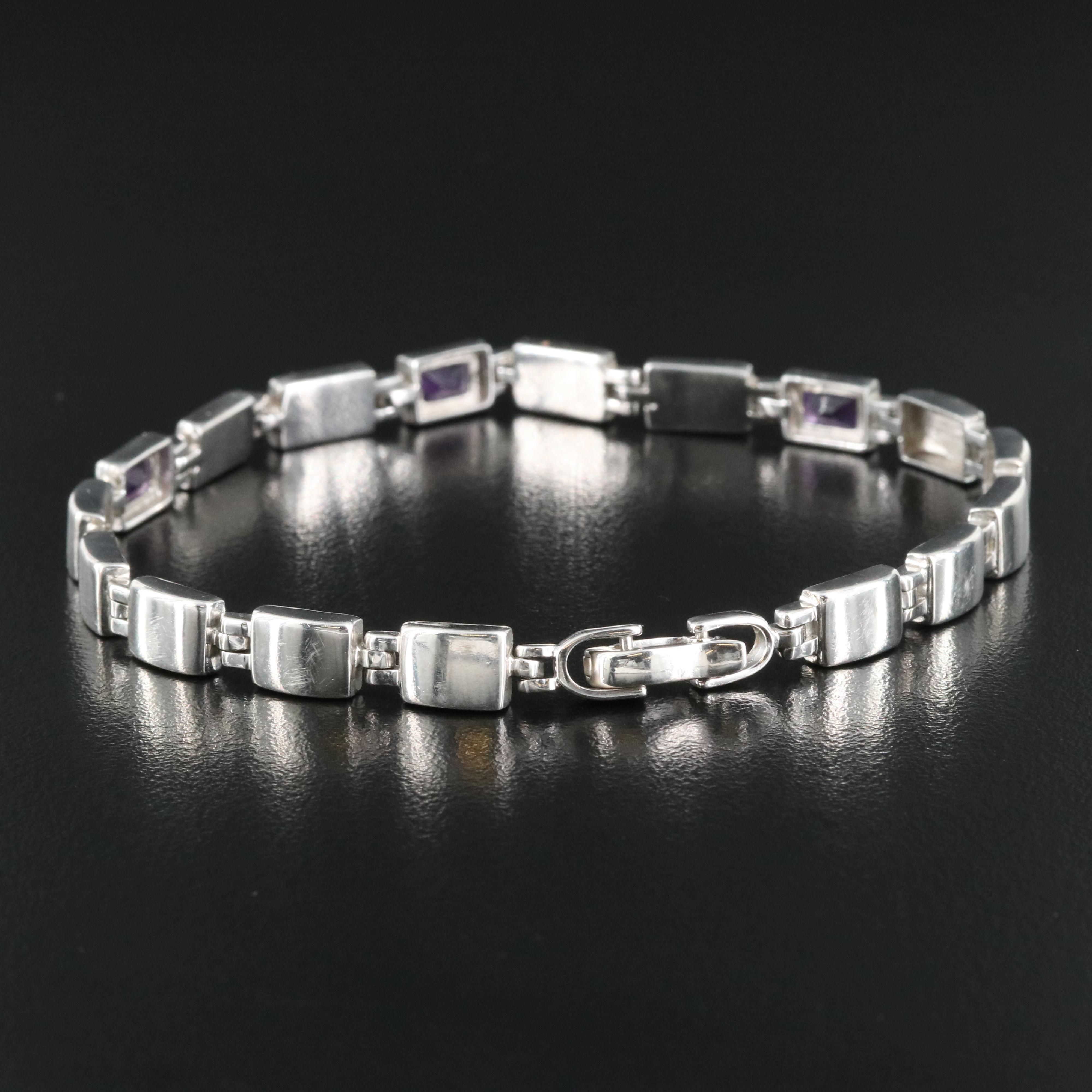 Sterling Opal and Amethyst Bracelet