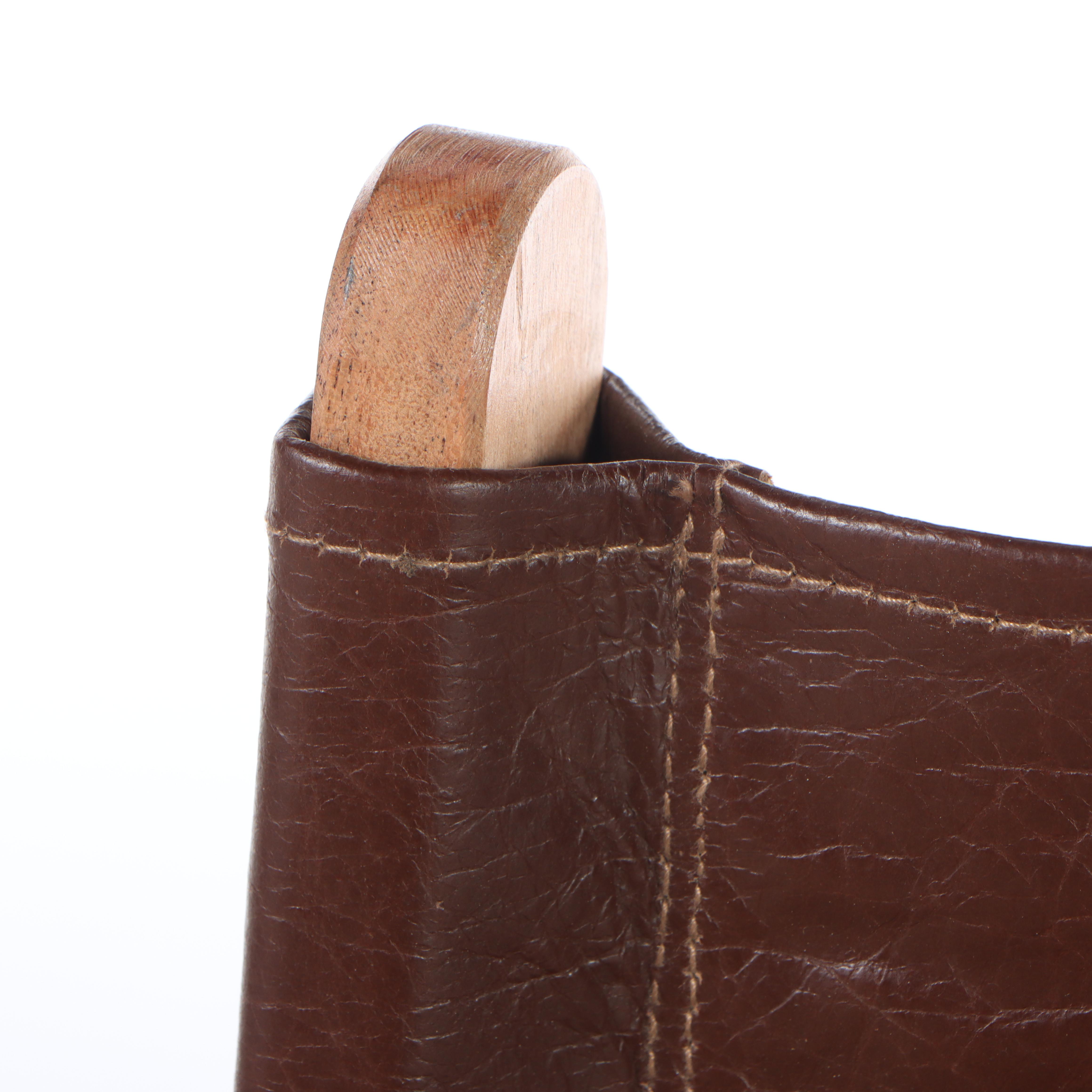 Pair of Folding Faux Leather Wooden Chairs