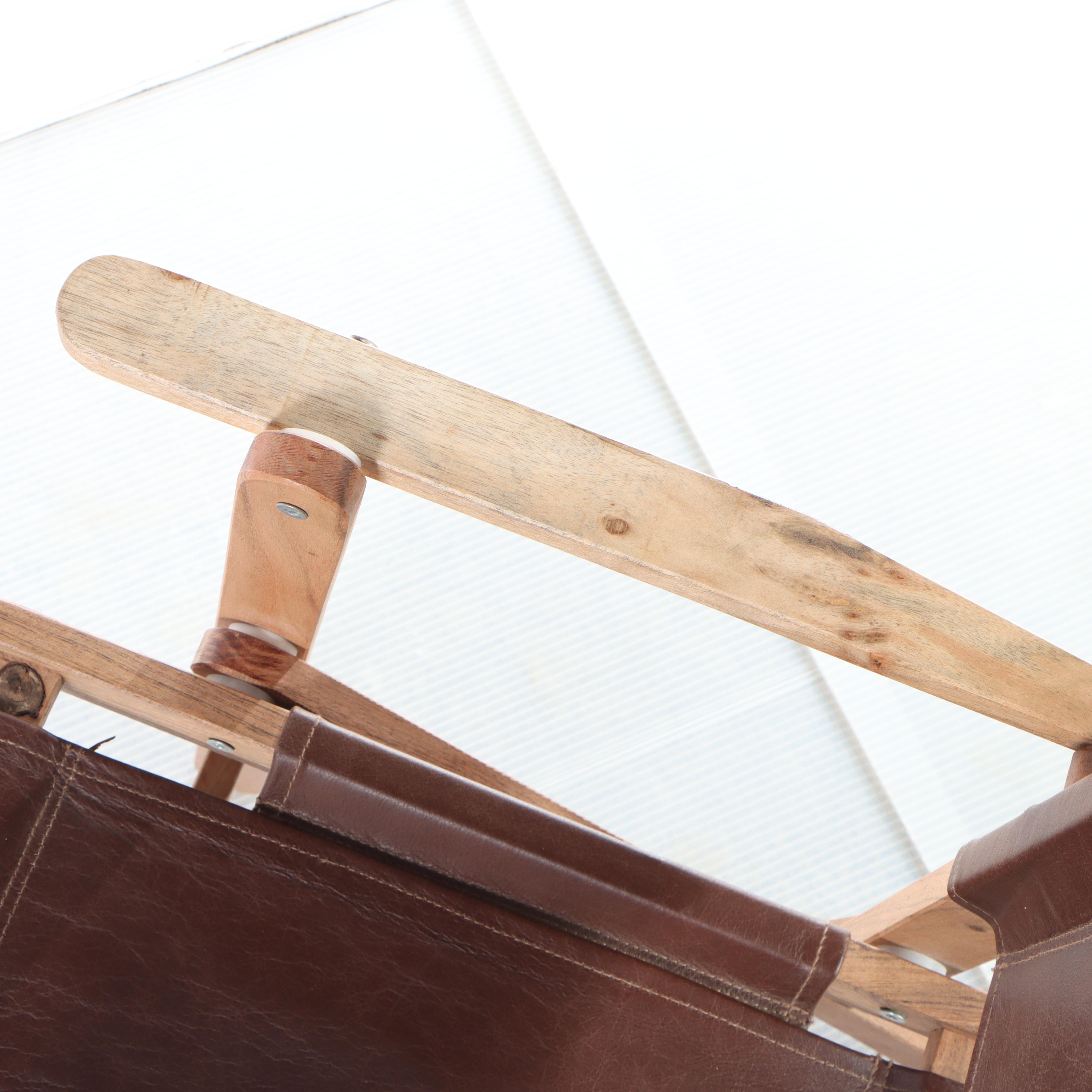 Pair of Folding Faux Leather Wooden Chairs