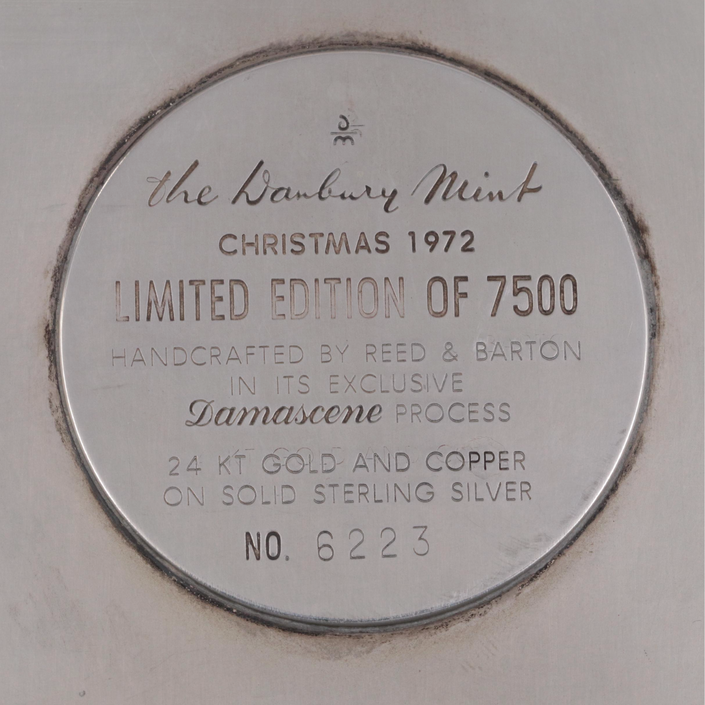 Reed & Barton Currier & Ives Damascene Sterling Silver Collector Plate, 1972