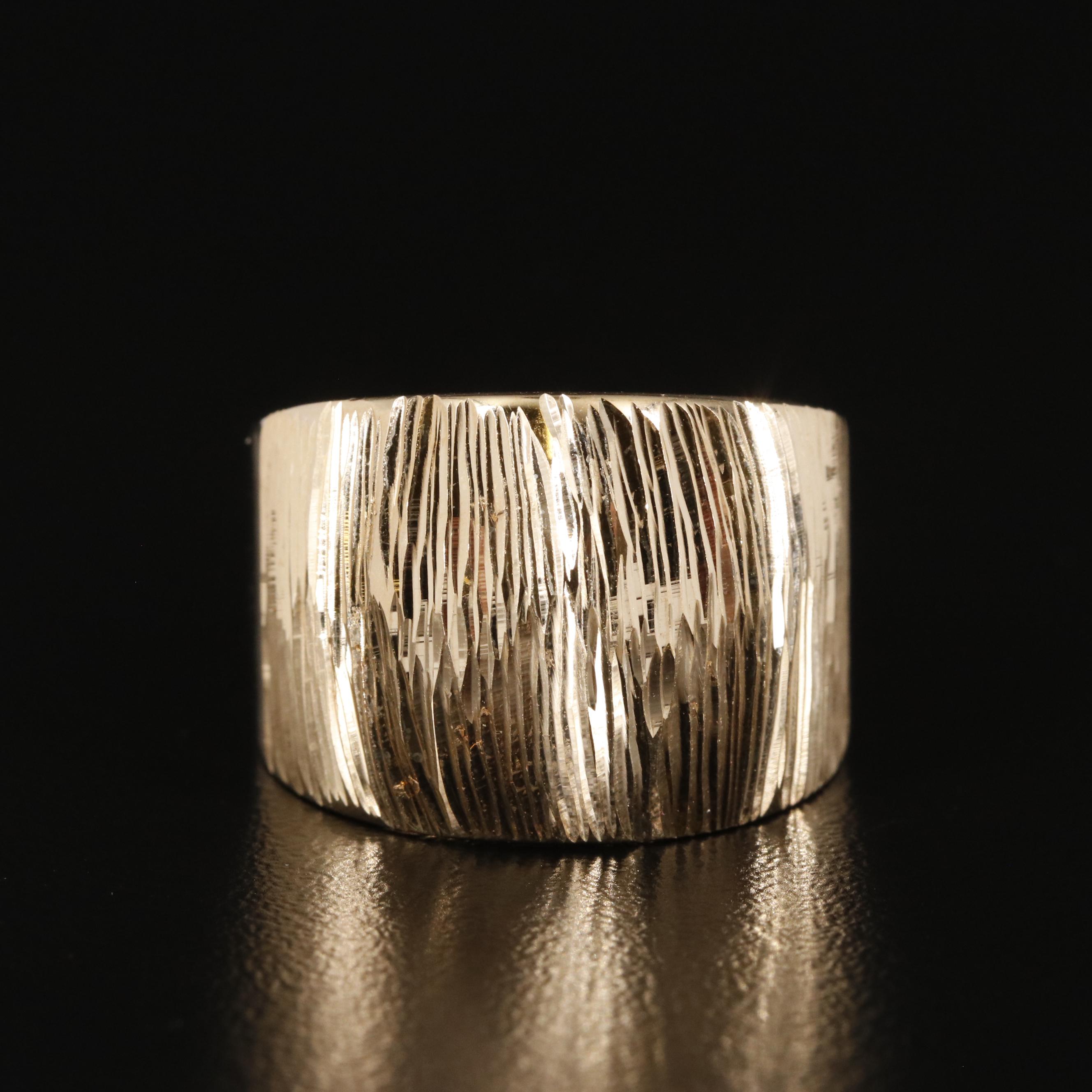 14K Diamond Cut Tapered Cigar Band Ring