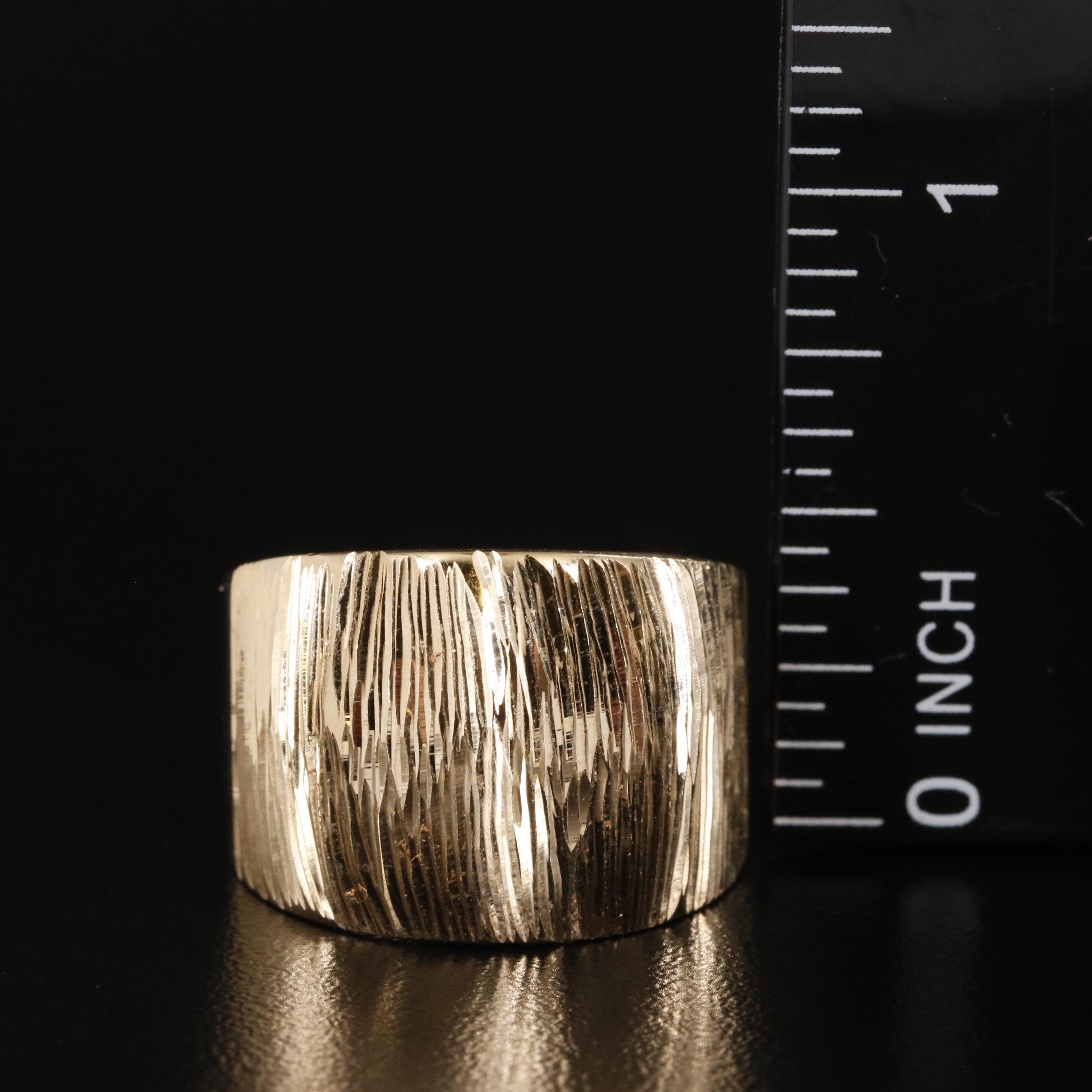 14K Diamond Cut Tapered Cigar Band Ring