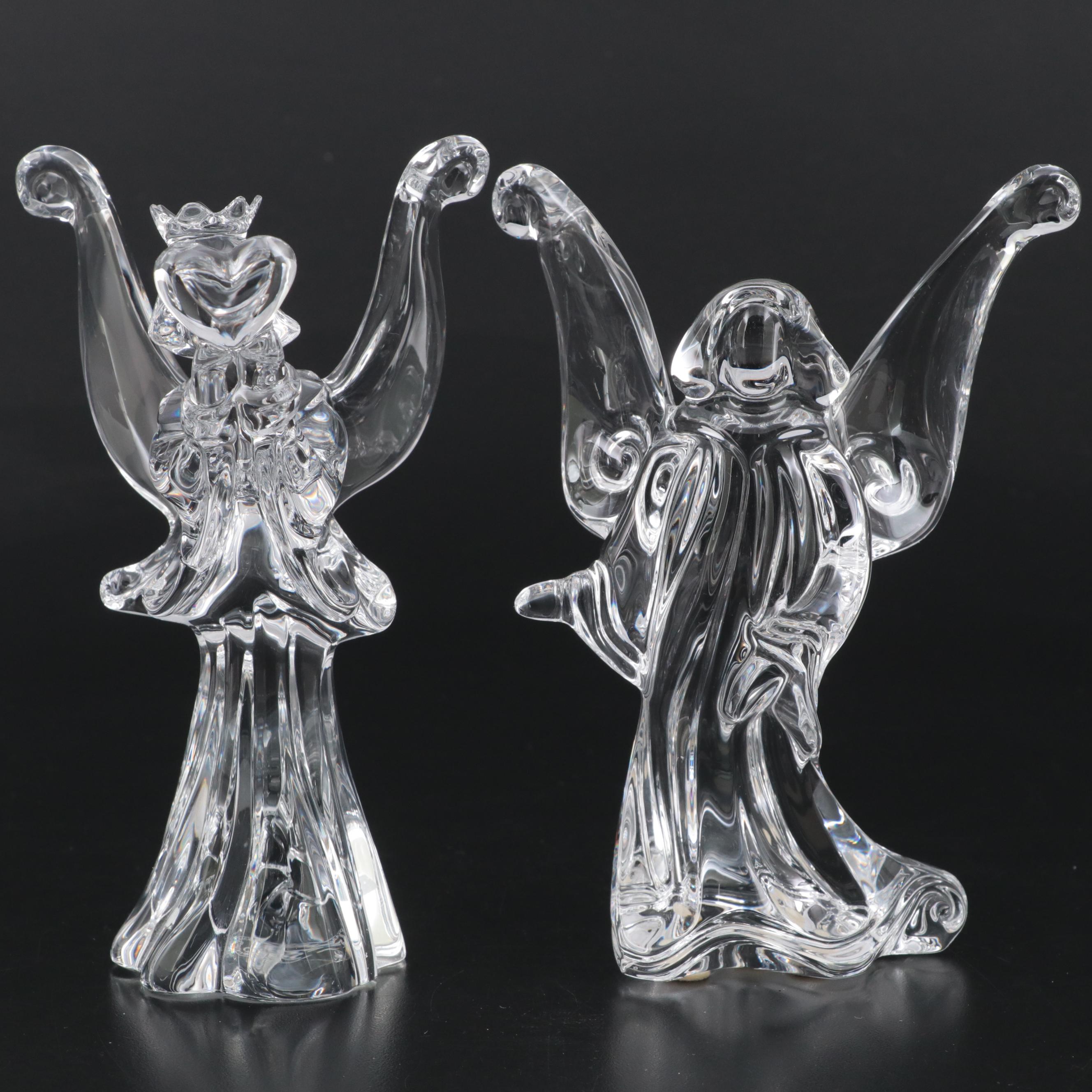 Baccarat "Angel of Love" and "Guardian" Crystal Angel Figures