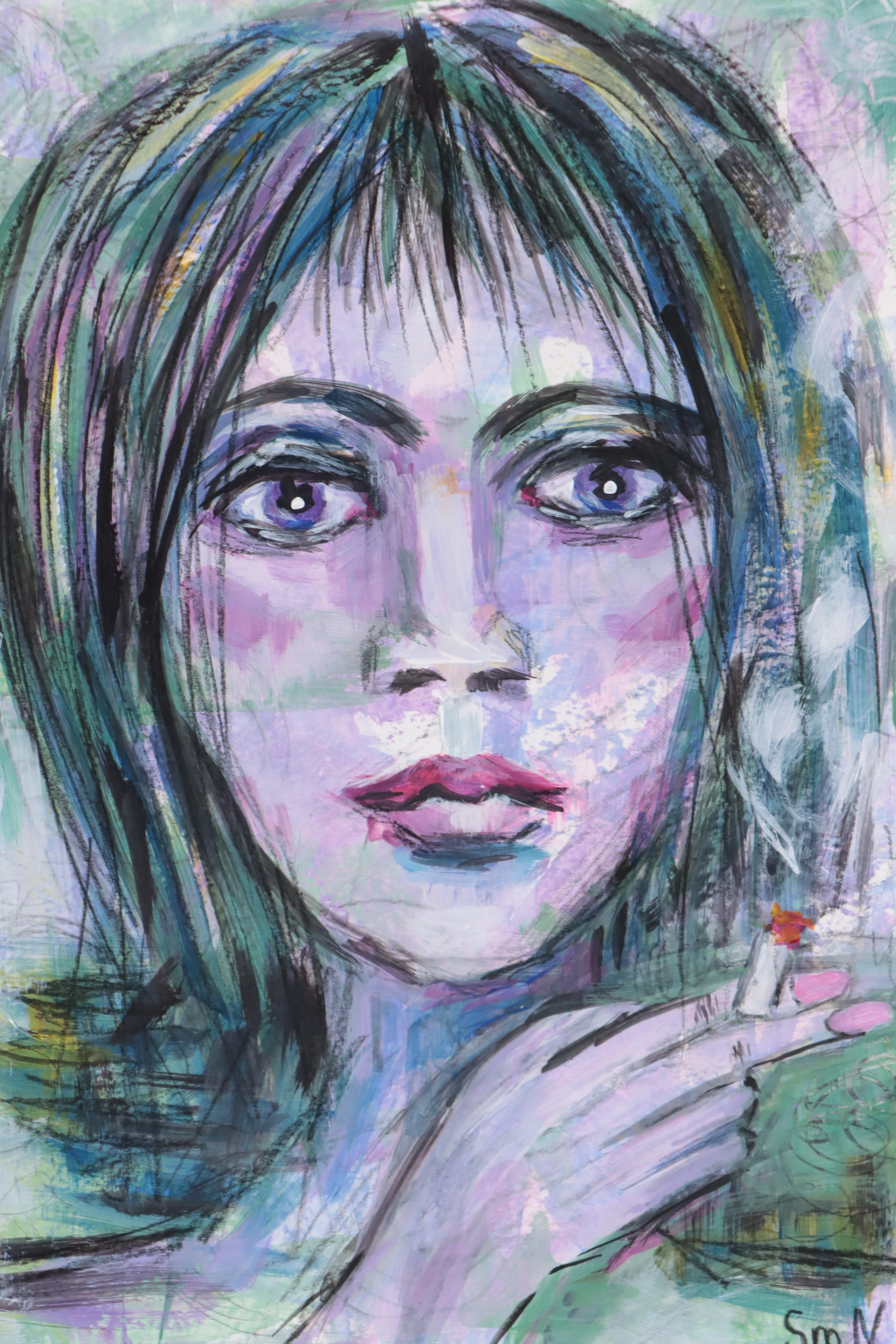 Nadezhda Smirnova Portrait Acrylic Painting of Woman, 2021