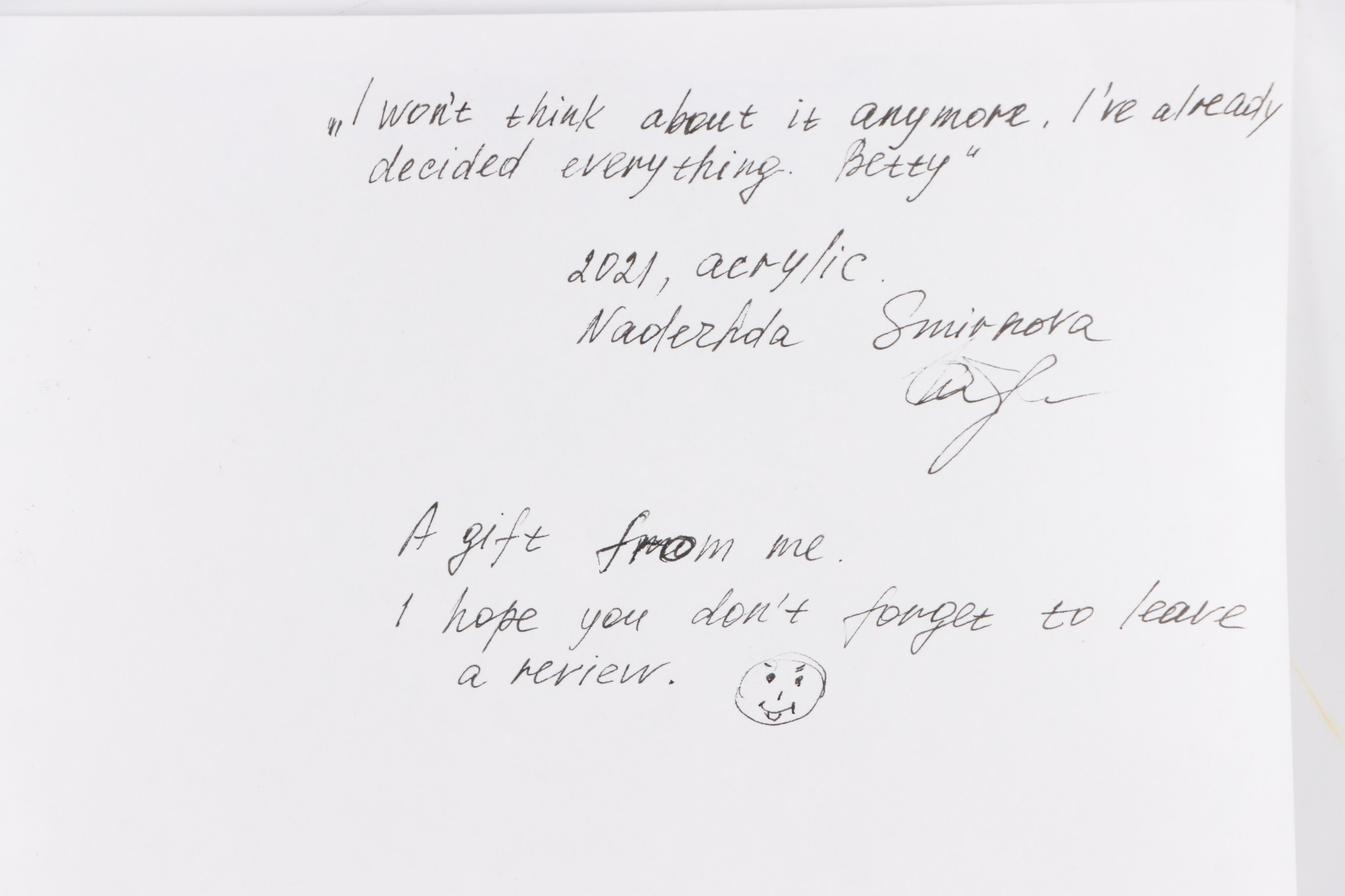 Nadezhda Smirnova Portrait Acrylic Painting of Woman, 2021