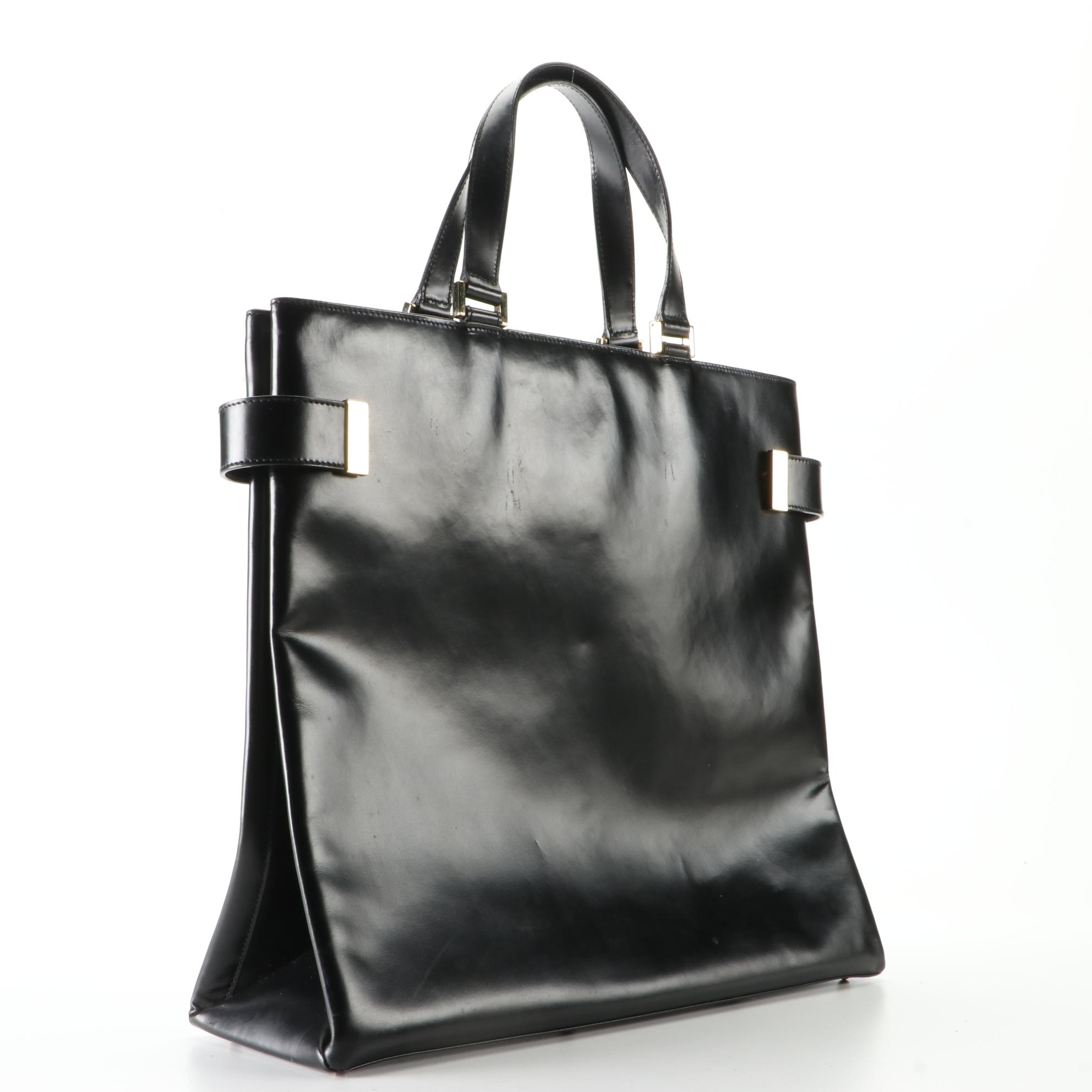 Gucci Structured Tote in Black Leather