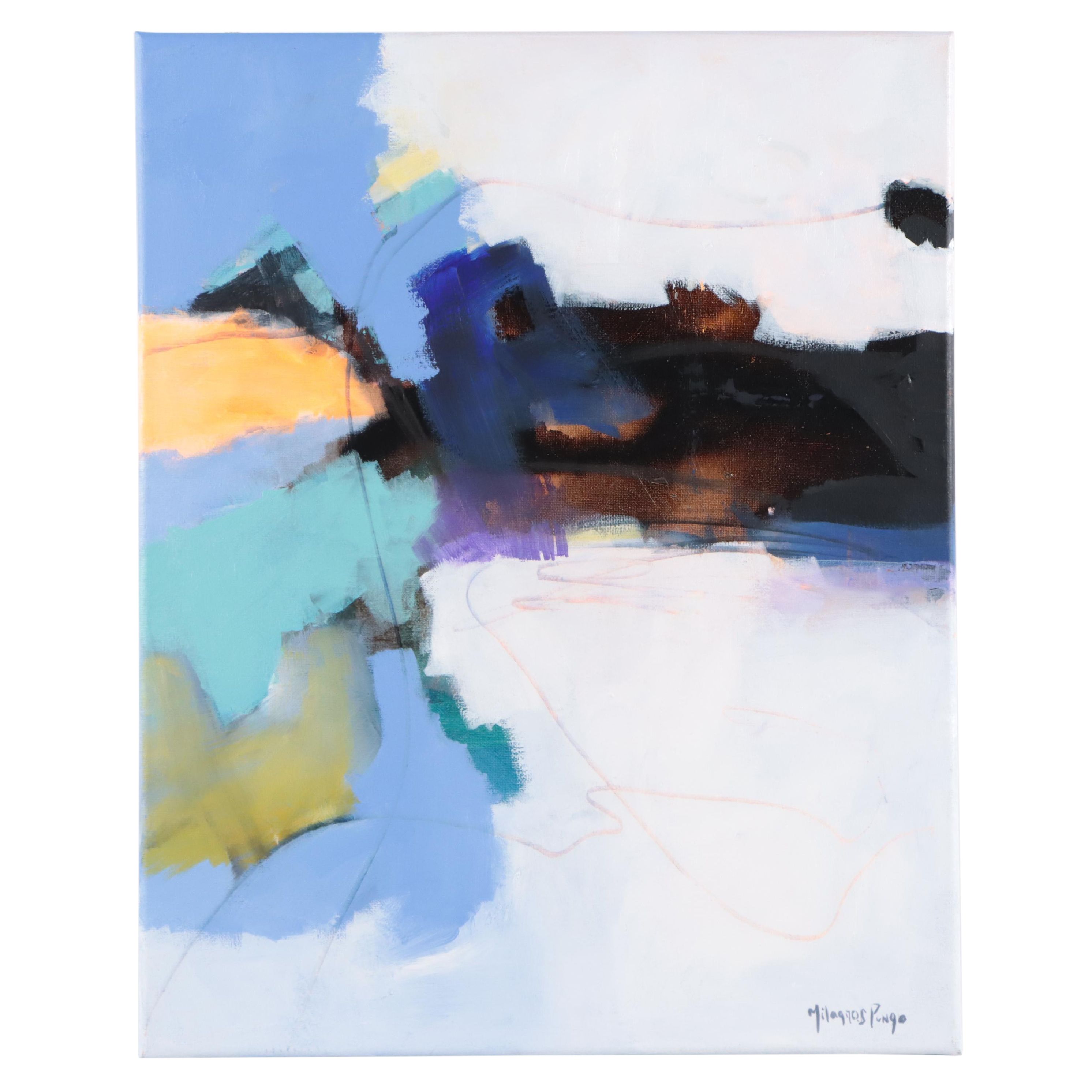 Milagros Pongo Abstract Mixd Media Painting "Ibrat (Urdu)"