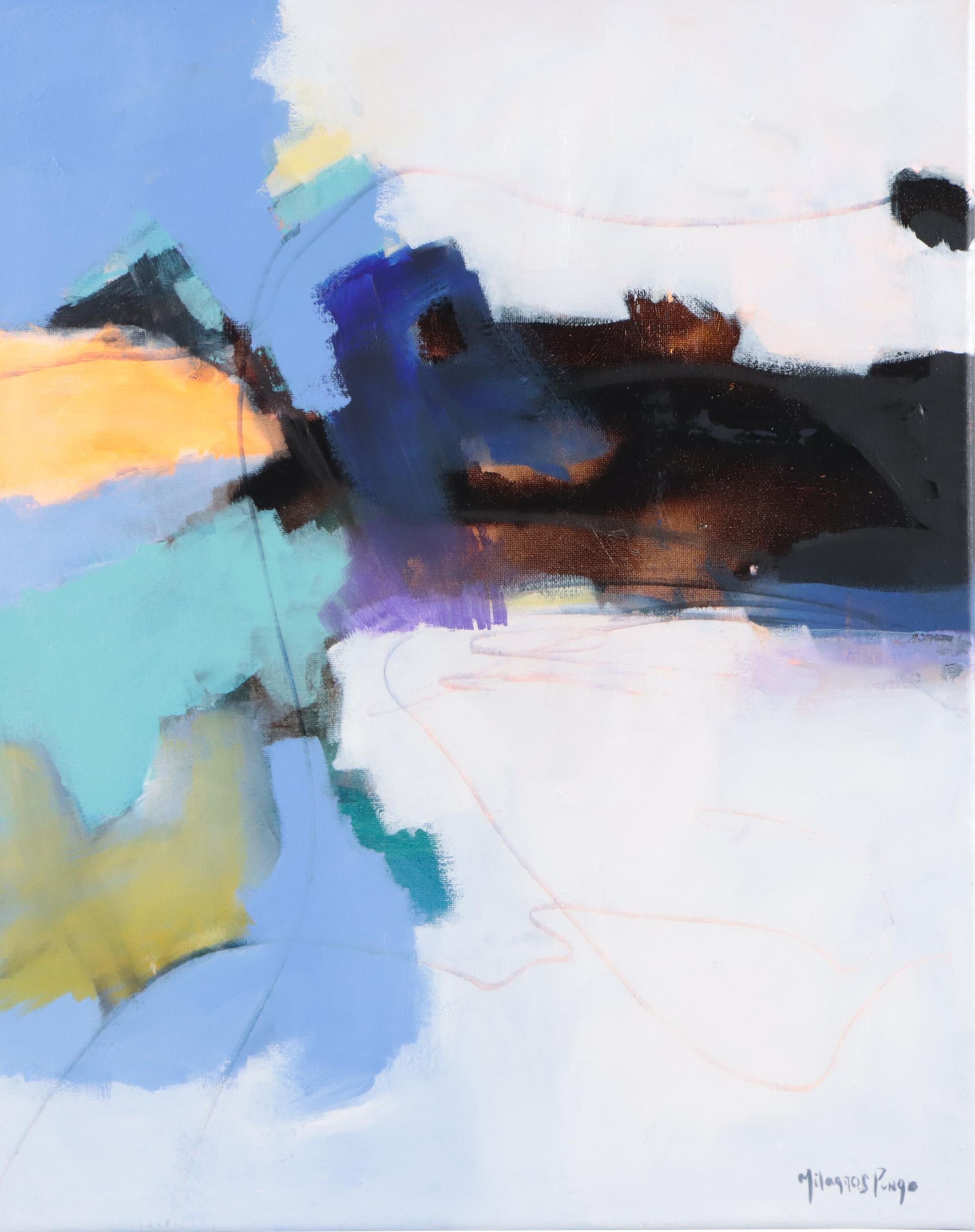 Milagros Pongo Abstract Mixd Media Painting "Ibrat (Urdu)"