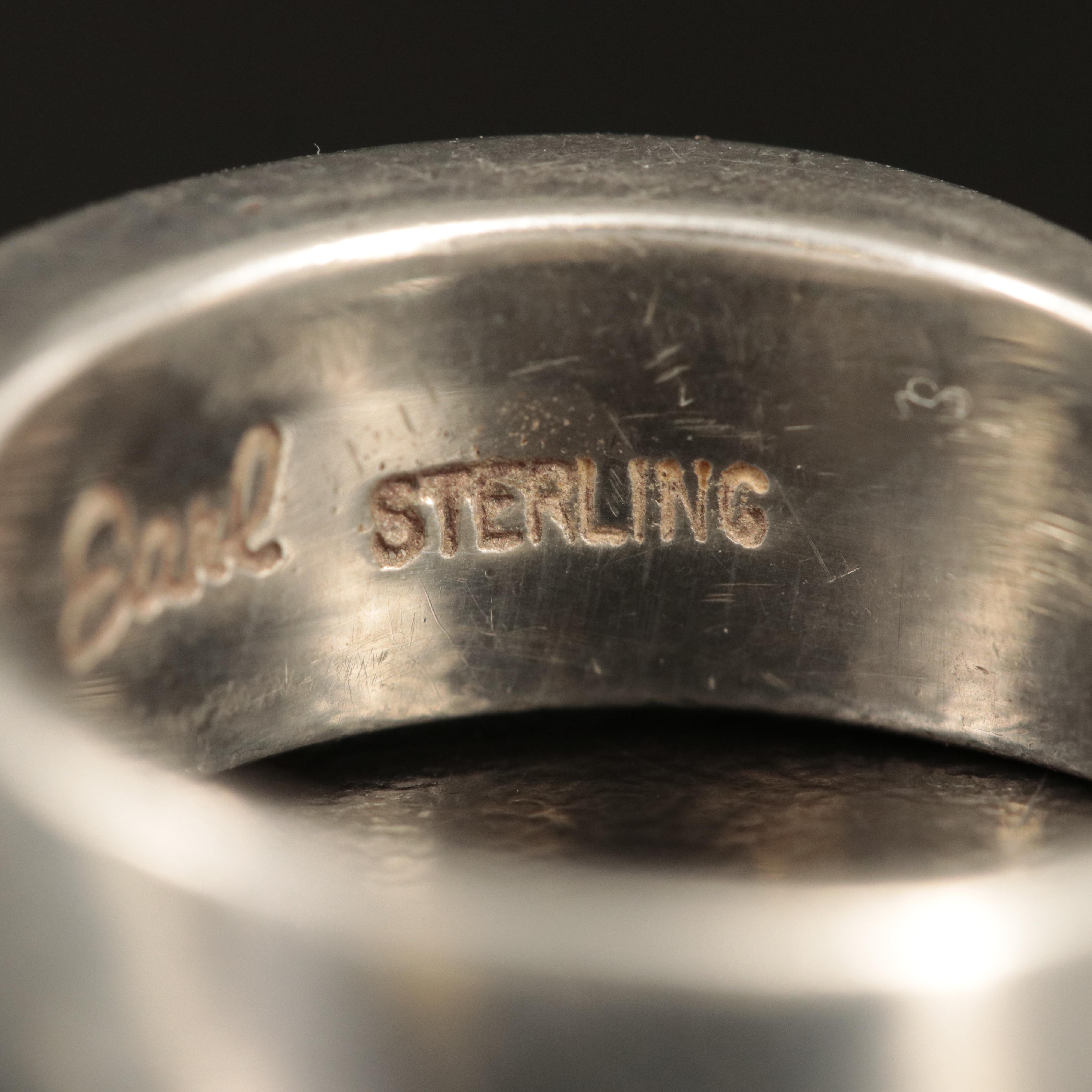 Sterling Mother-of-Pearl, Jasper and Tiger's Eye Inlay Ring