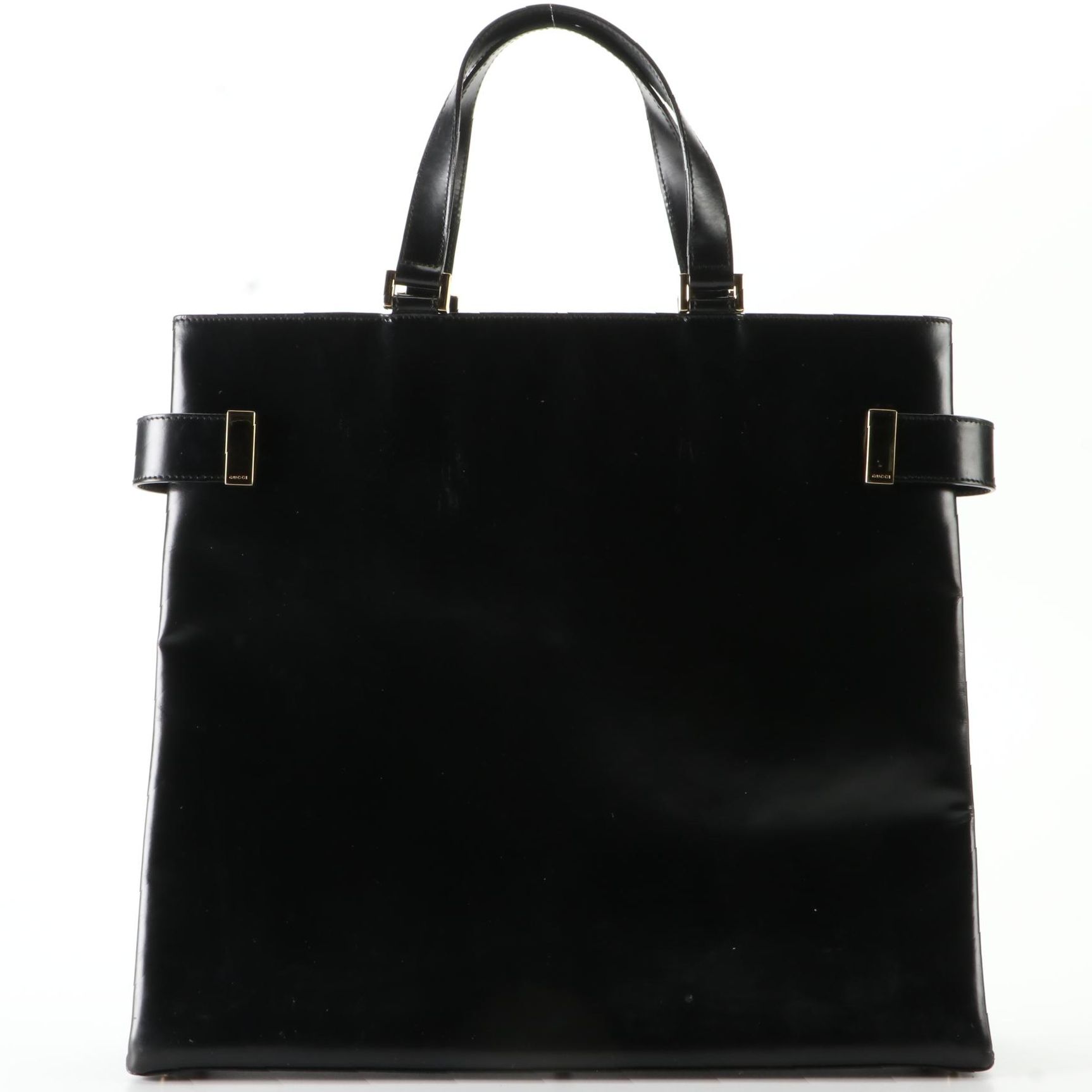 Gucci Structured Tote in Black Leather