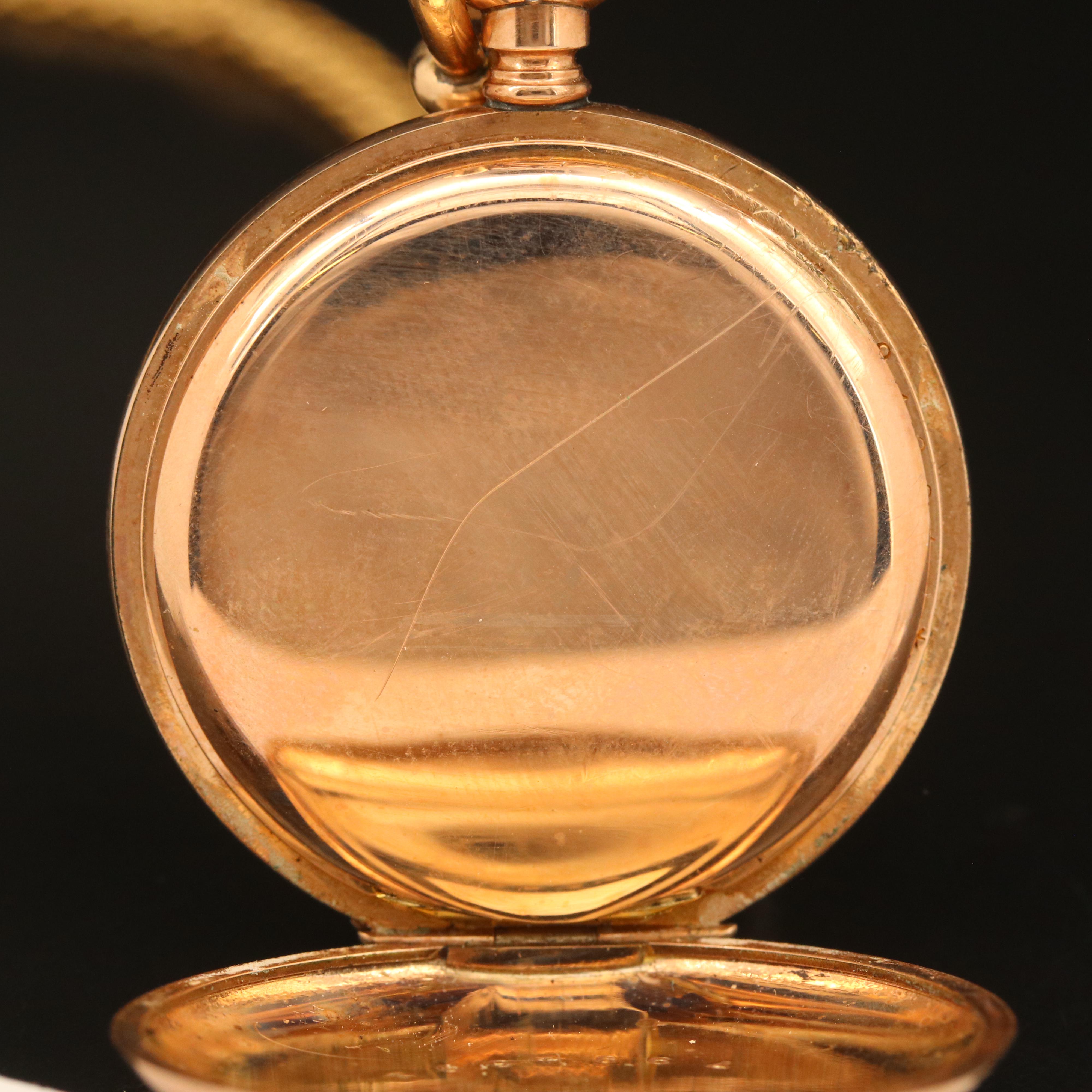 1910 Hampden "Molly Stark" Hunter Case Pocket Watch and Chain
