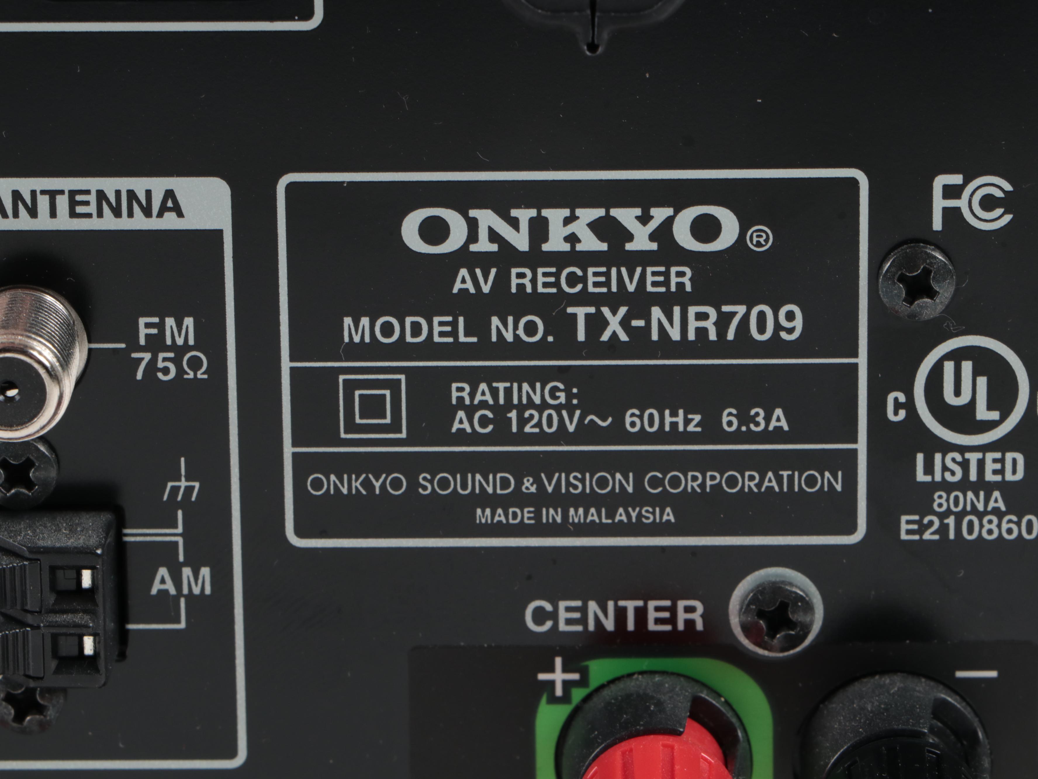 Onkyo TX-NR709 A/V Receiver with Remote and Audyssey Calibrating Microphone