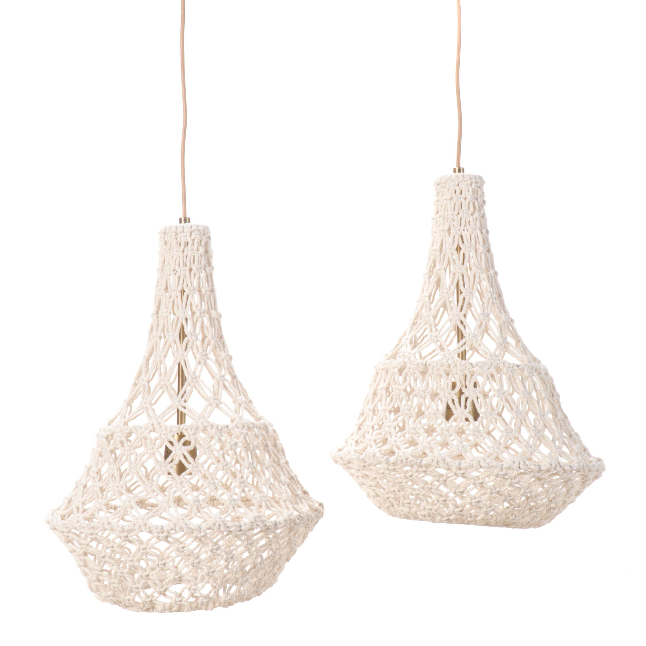 Pair of Opalhouse with Jungalow Moroccan Style Rope Hanging Pendant Lights