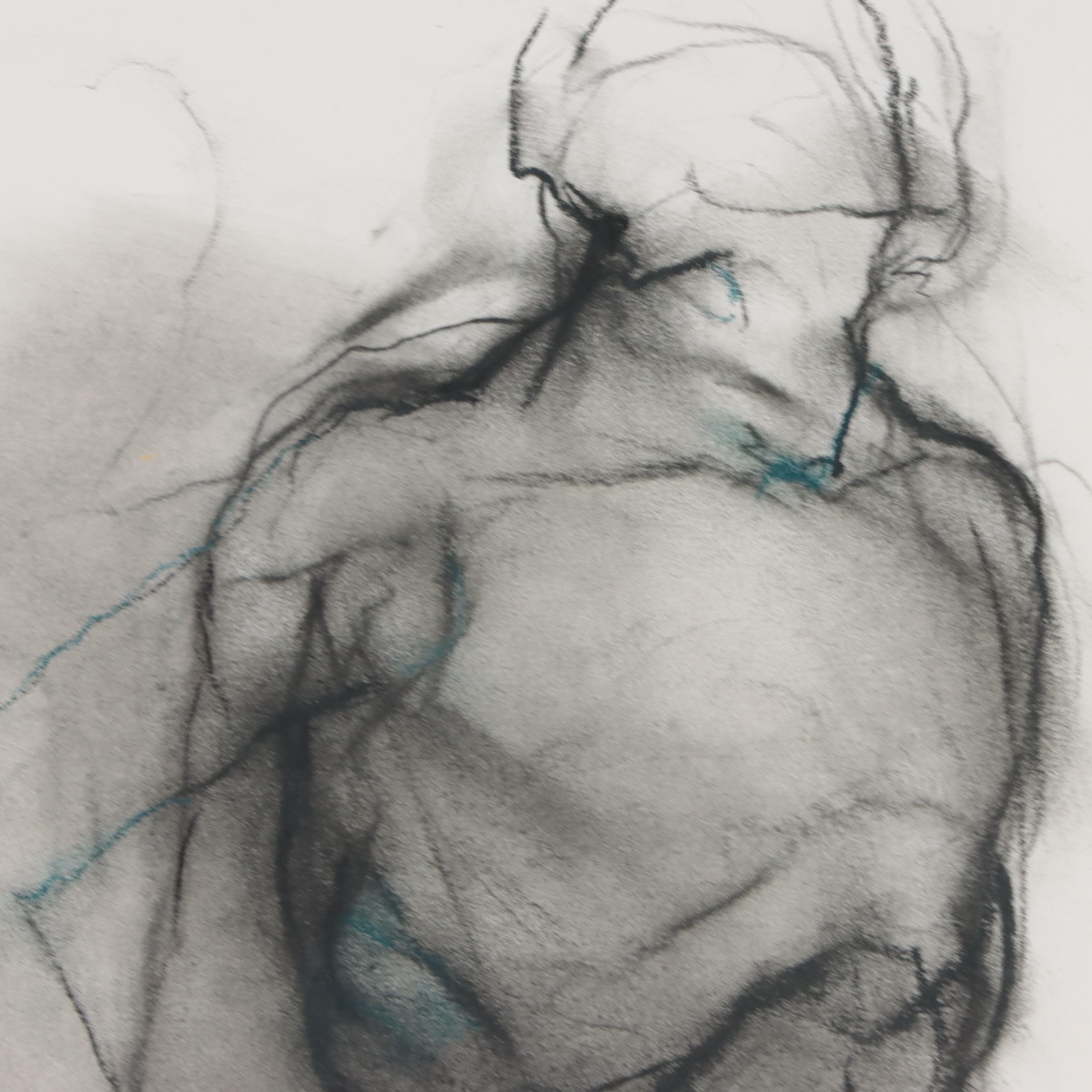 Jeaneen Barnhart Gestural Charcoal Drawing of Figure, 1996