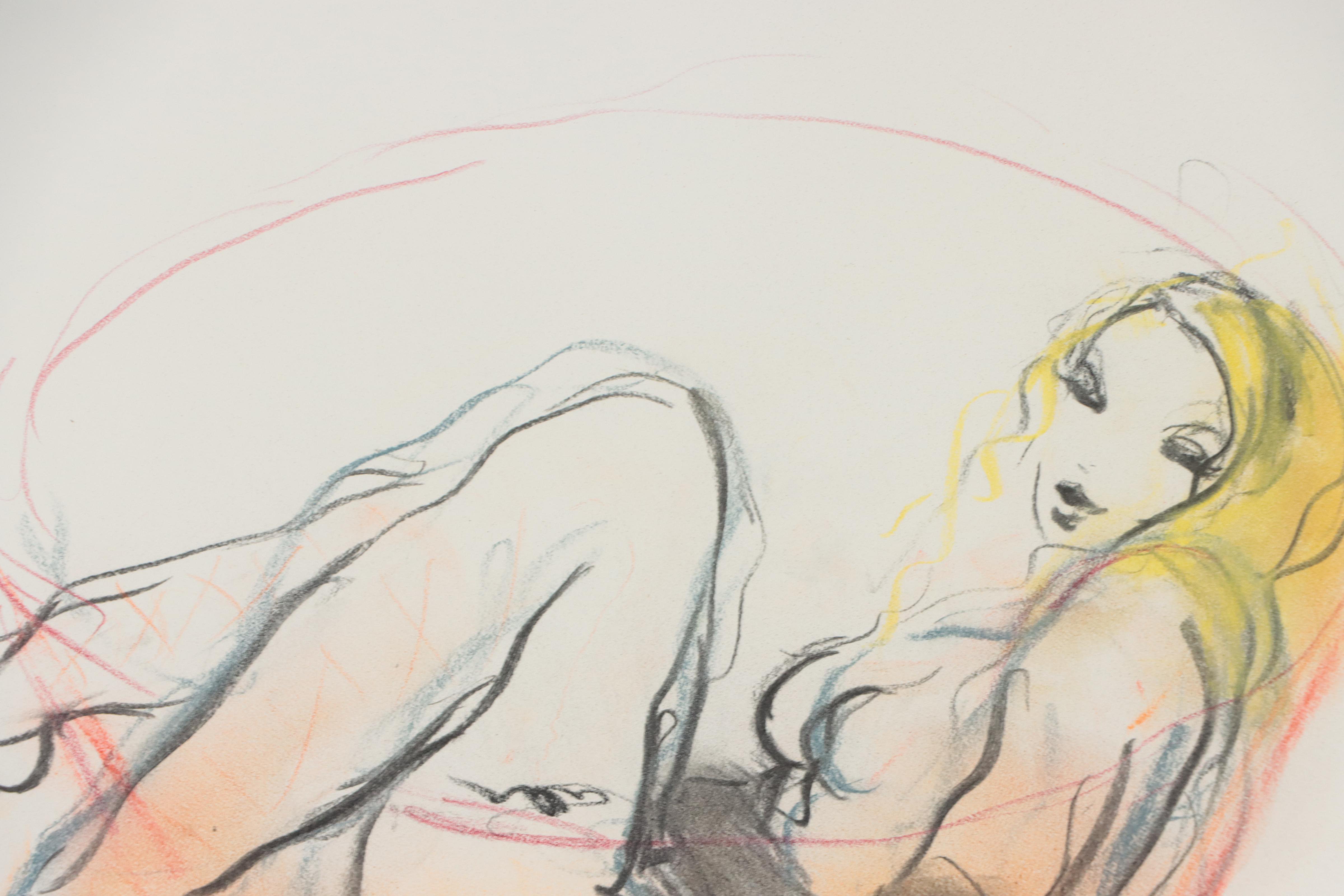 Jeaneen Barnhart Gestural Charcoal and Chalk Pastel Drawing of Figure