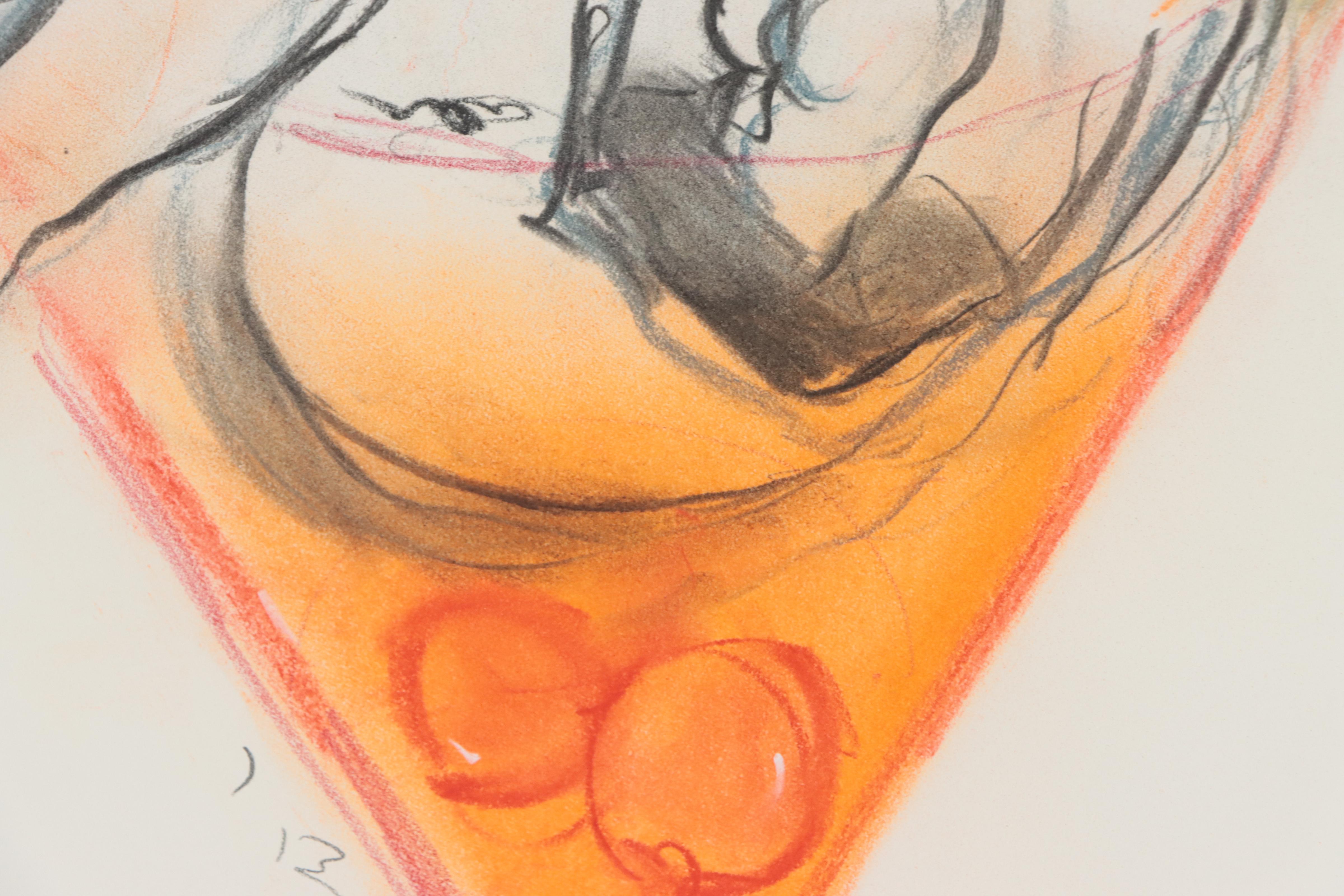 Jeaneen Barnhart Gestural Charcoal and Chalk Pastel Drawing of Figure