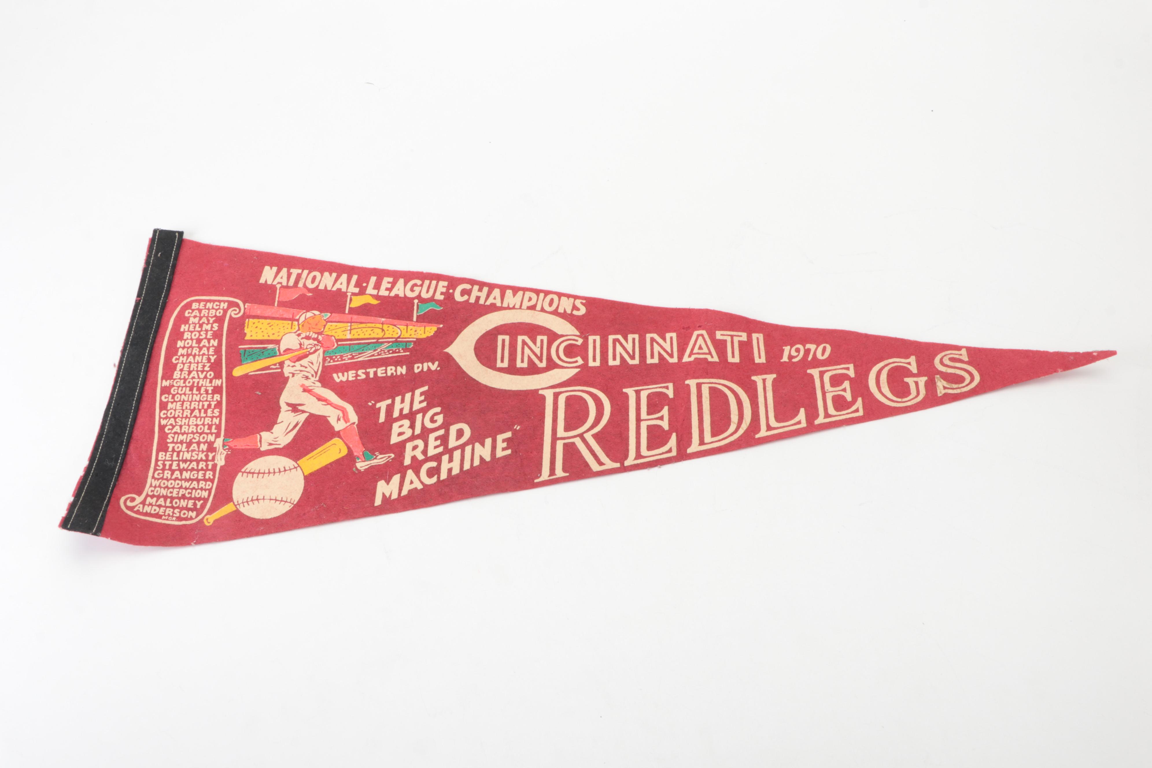 Cincinnati Reds Tumblers, Ashtray, Pennant, Beer Stein and More, Late 20th C.