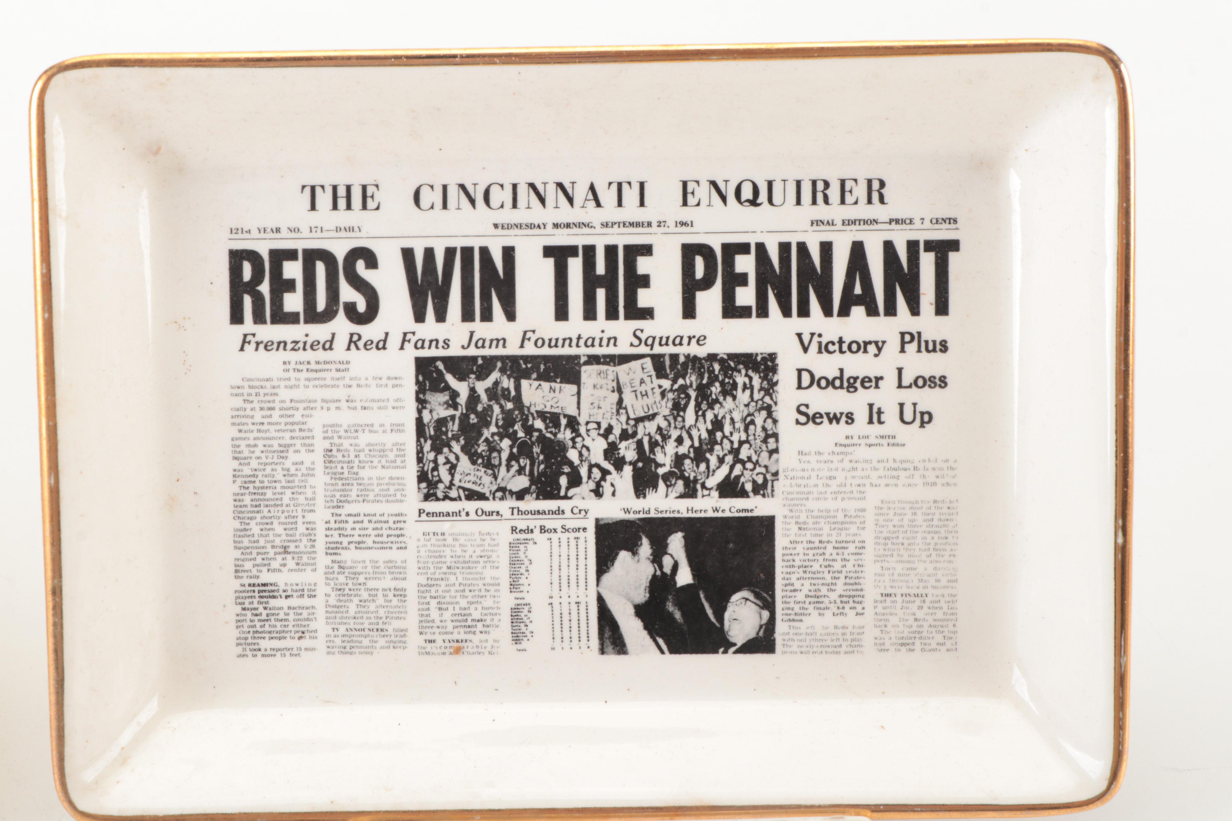 Cincinnati Reds Tumblers, Ashtray, Pennant, Beer Stein and More, Late 20th C.