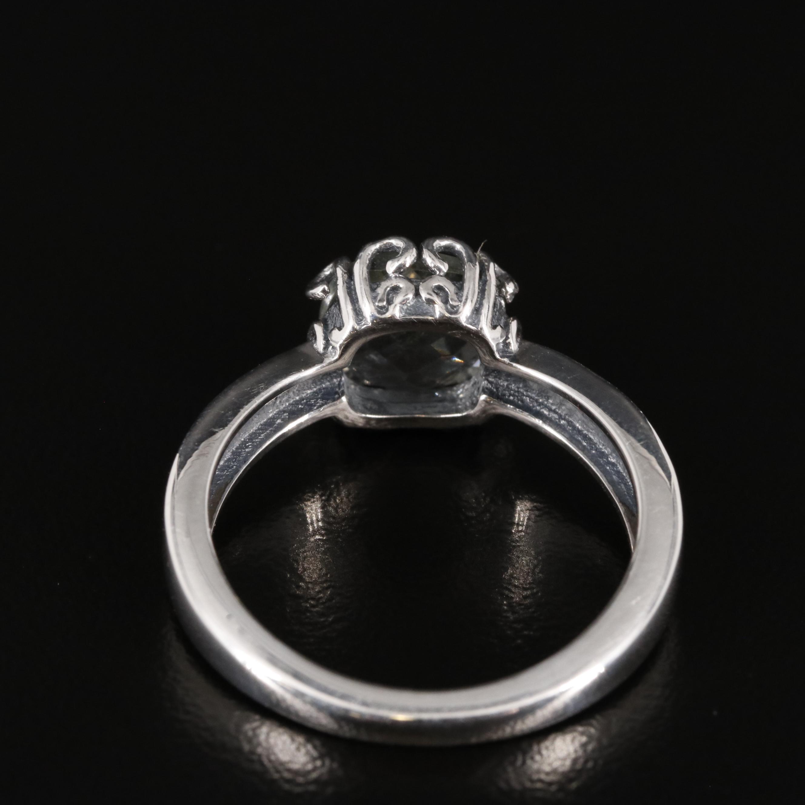 Sterling and Prasiolte Scrollwork Ring