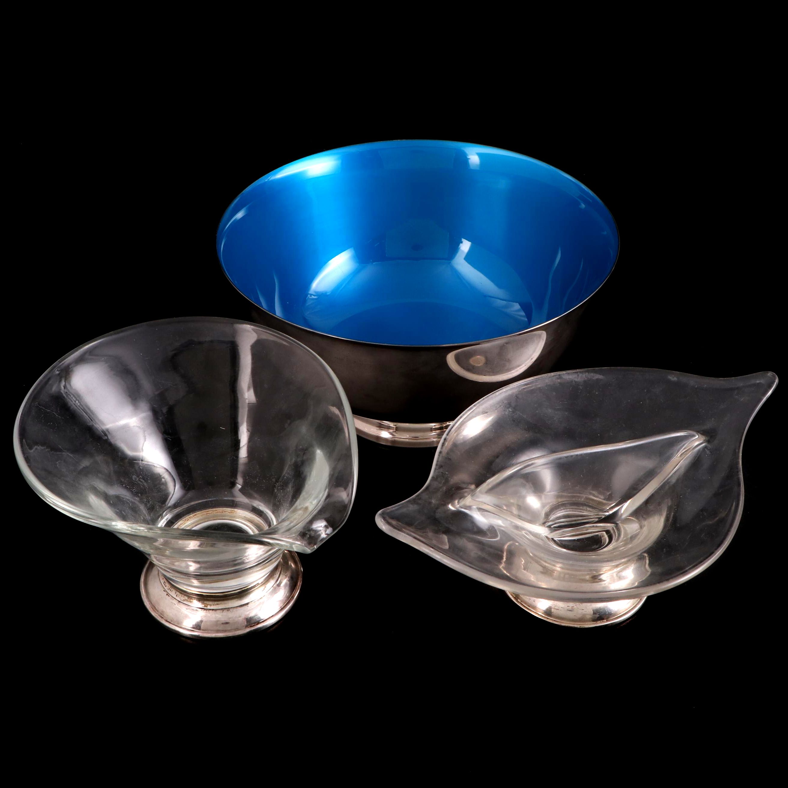 Reed & Barton Enameled Paul Revere and Other Silver Footed Serving Bowl