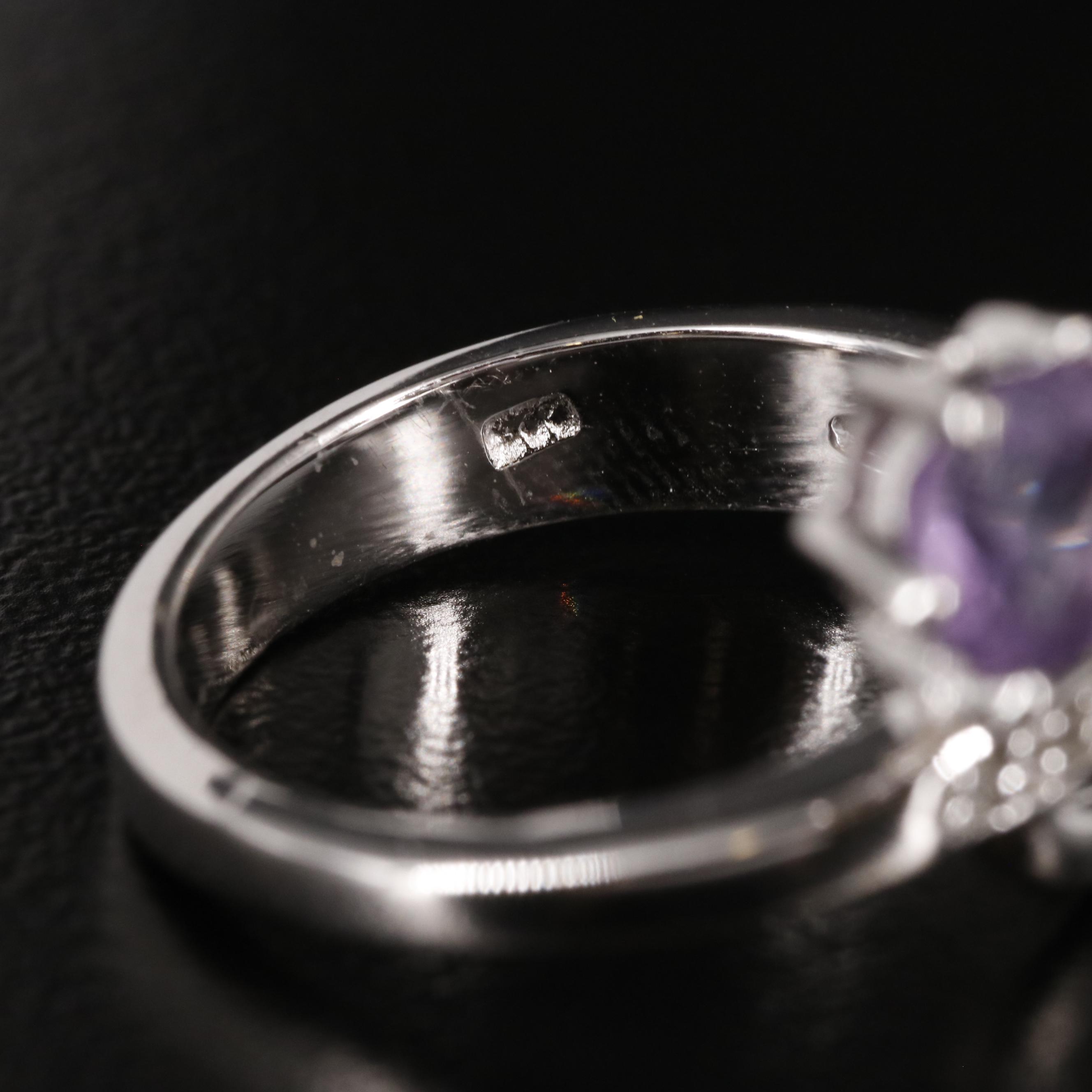 Sterling Amethyst and Diamond Ring
