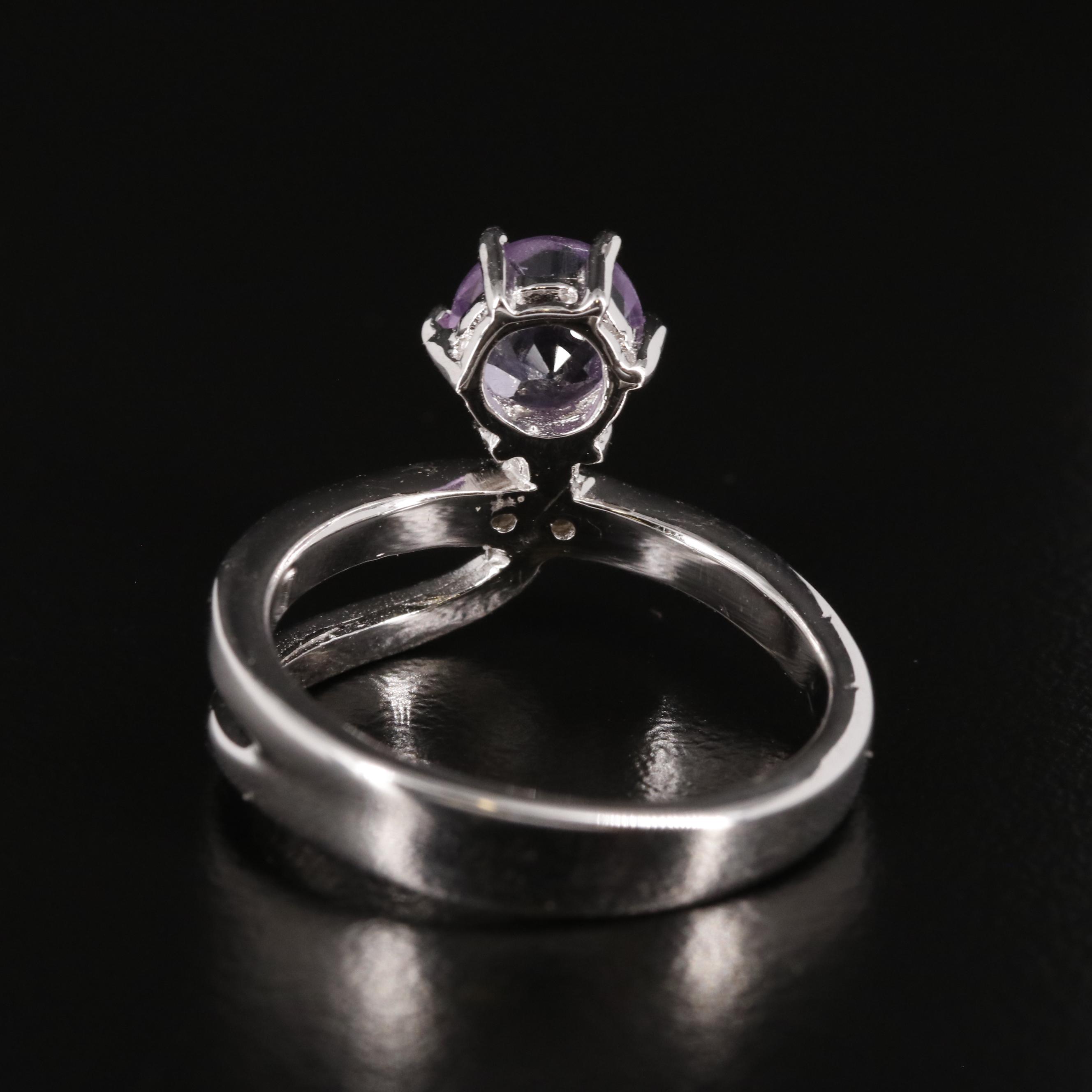 Sterling Amethyst and Diamond Ring