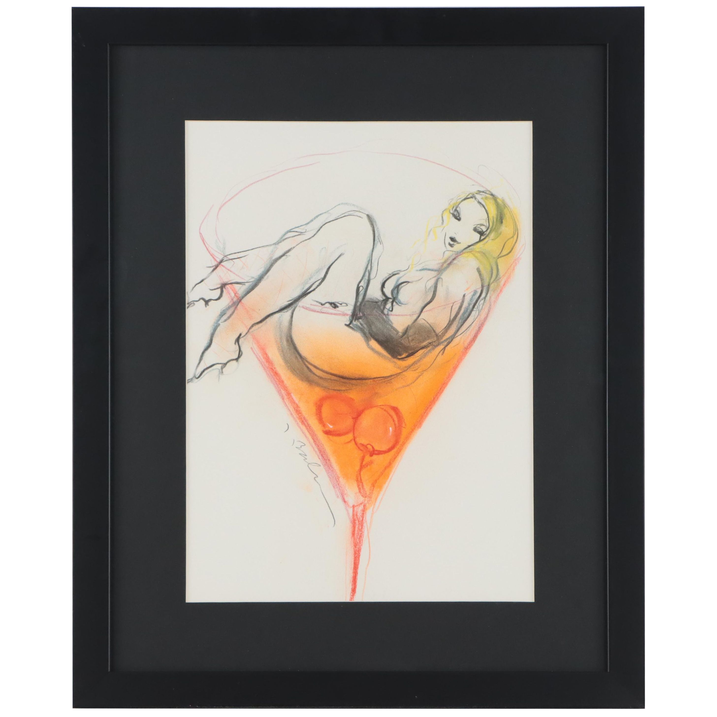 Jeaneen Barnhart Gestural Charcoal and Chalk Pastel Drawing of Figure