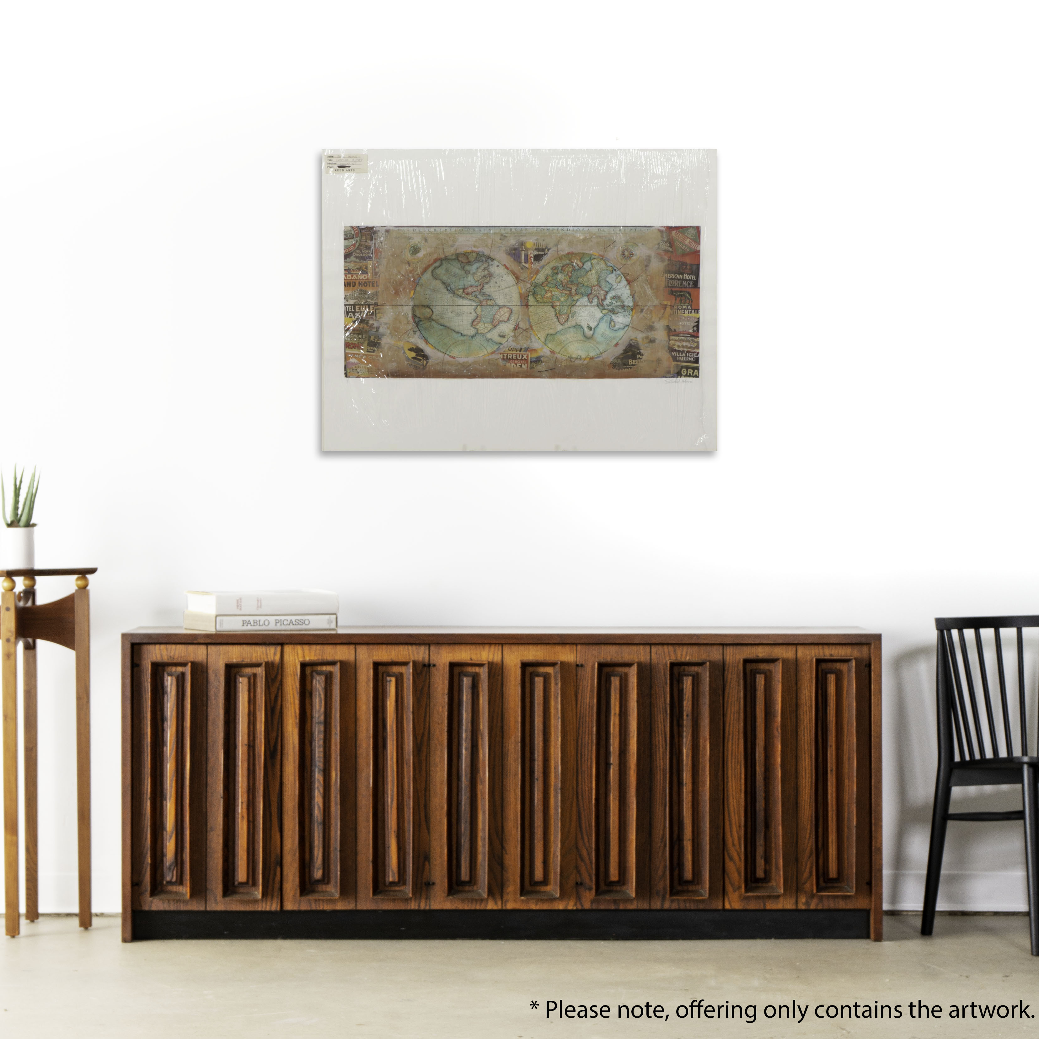 Starlie Sokol-Hohne Mixed Media Monoprint of World Map, Circa 2000