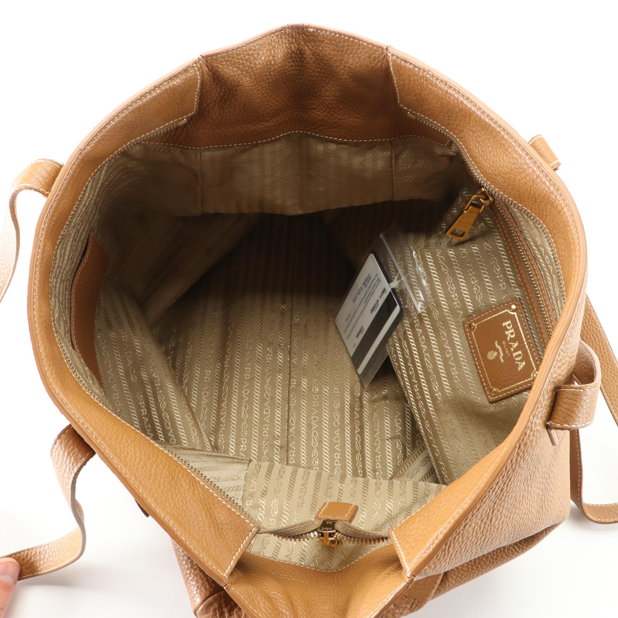 Prada Shoulder Tote in Vitello Daino Leather