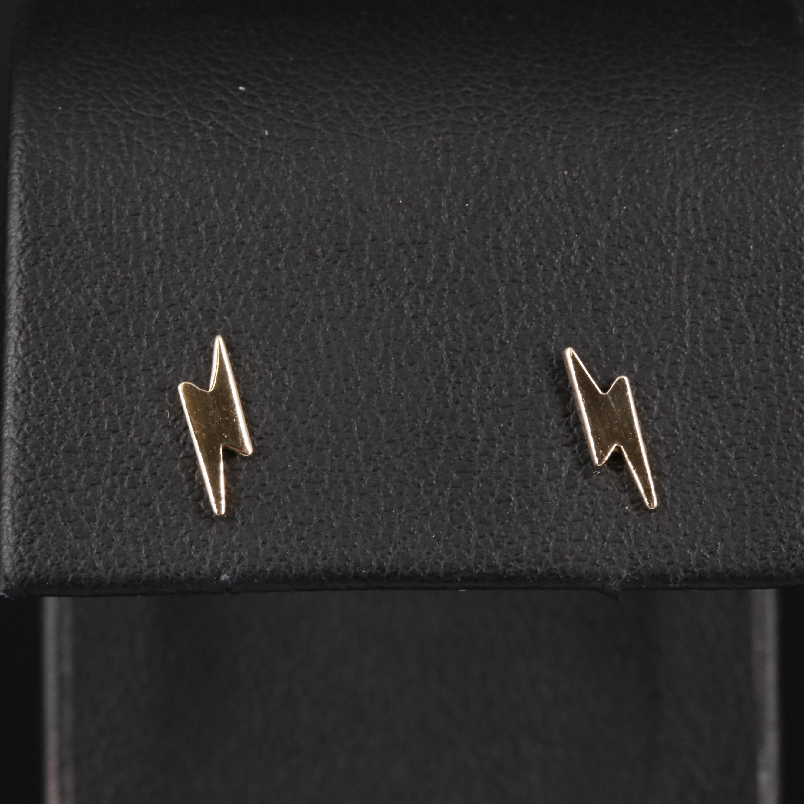14K Lightning Bolt Stud Earrings