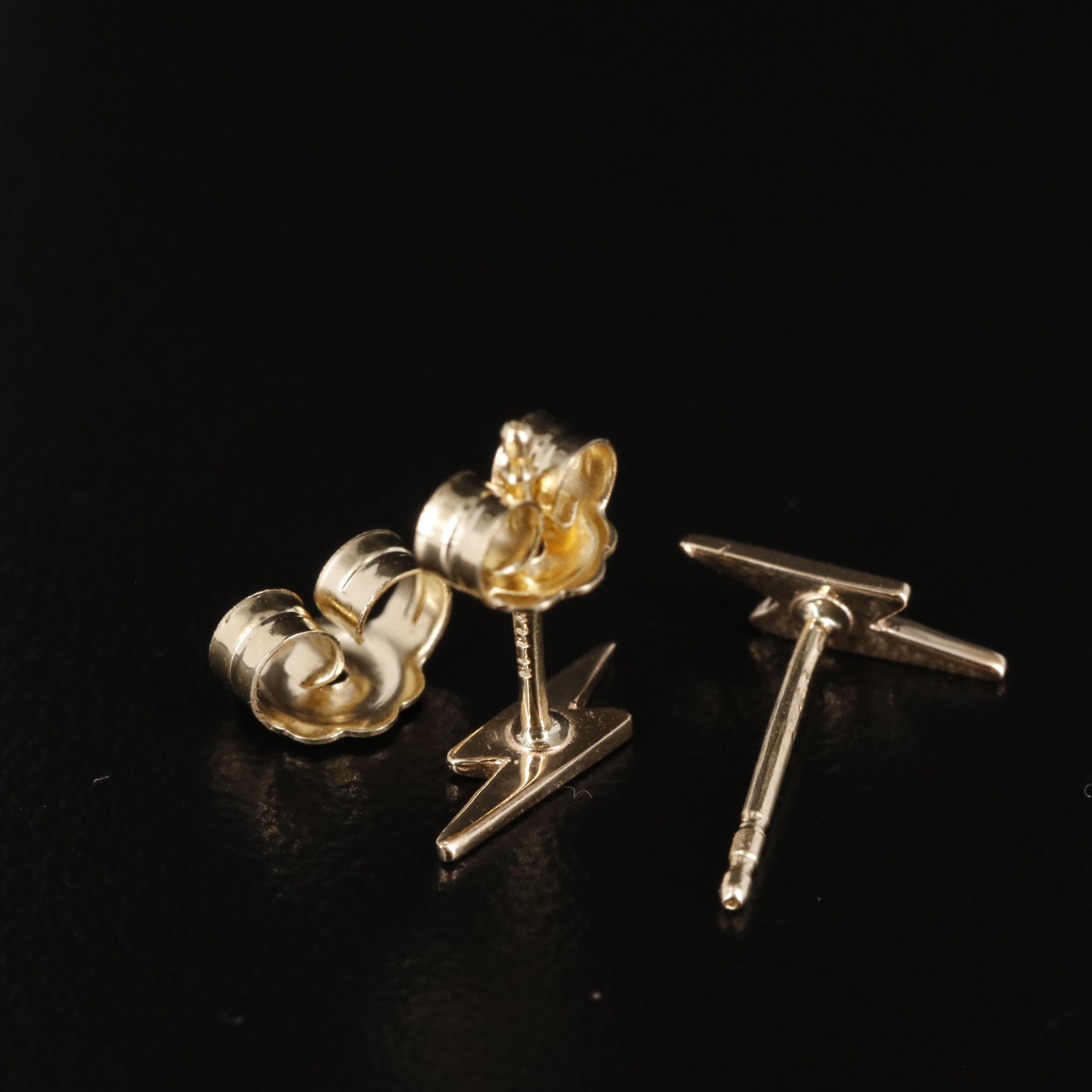 14K Lightning Bolt Stud Earrings