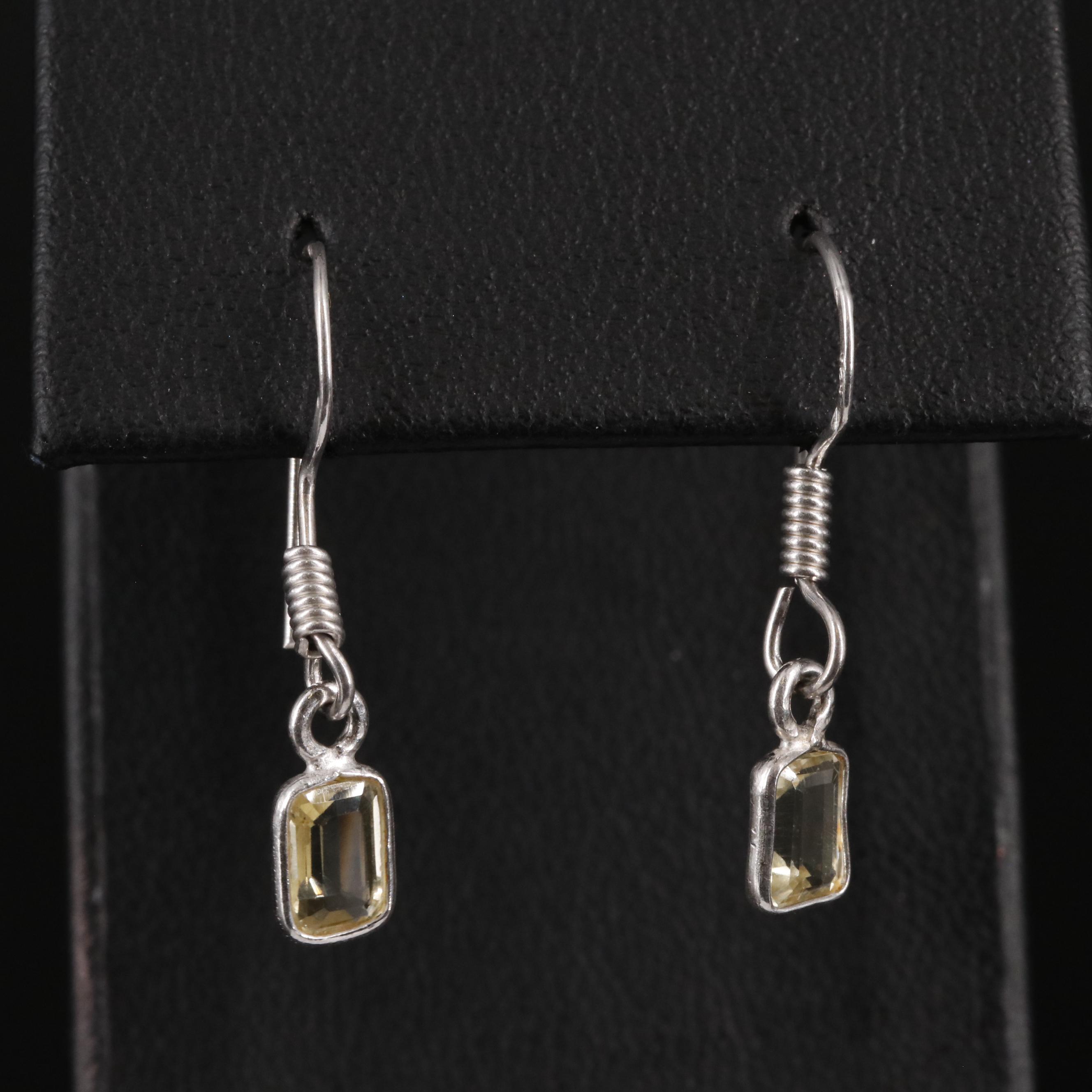 Sterling Citrine Drop Earrings