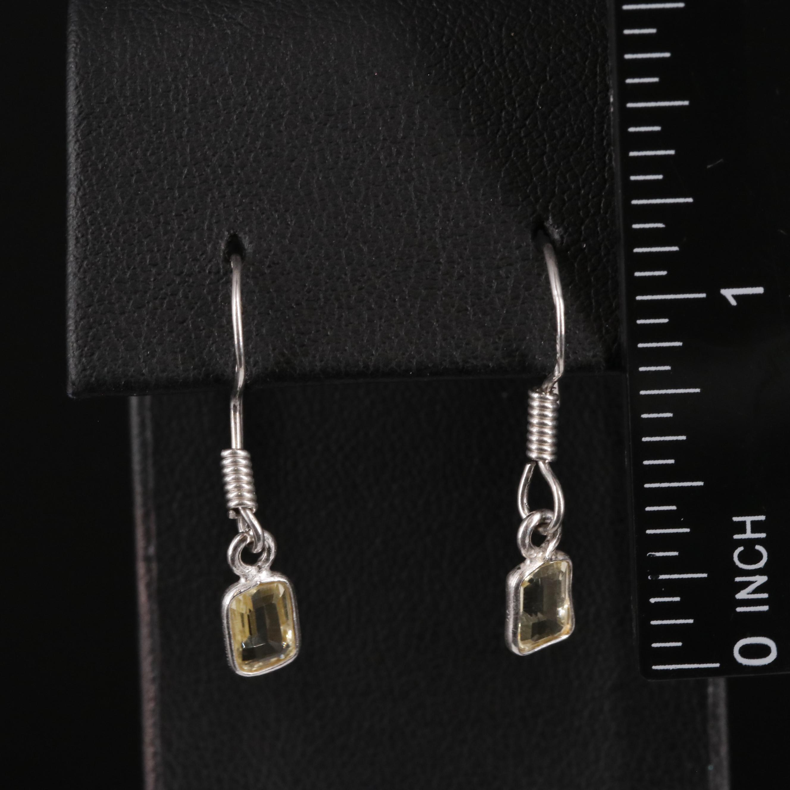 Sterling Citrine Drop Earrings