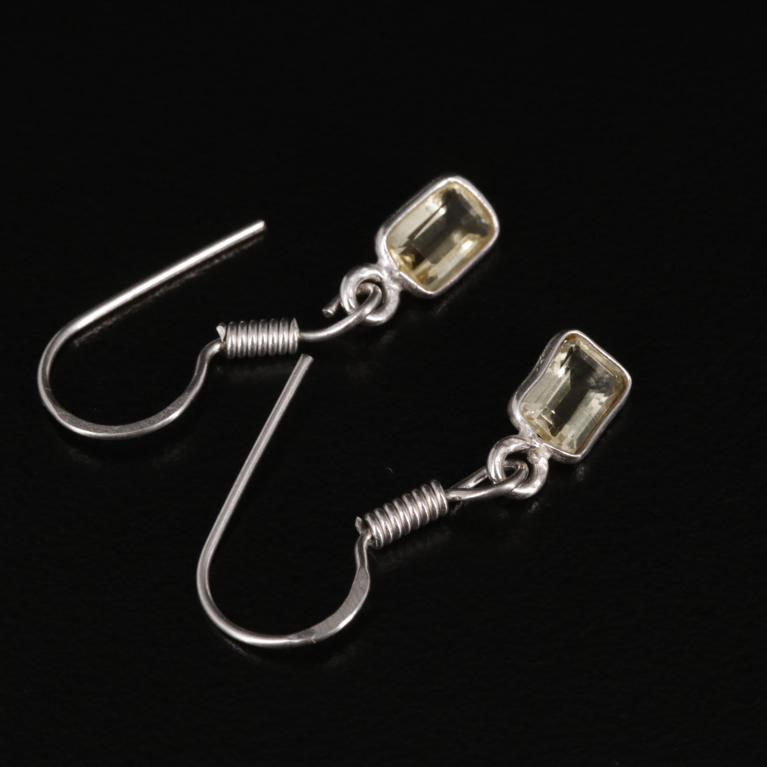 Sterling Citrine Drop Earrings