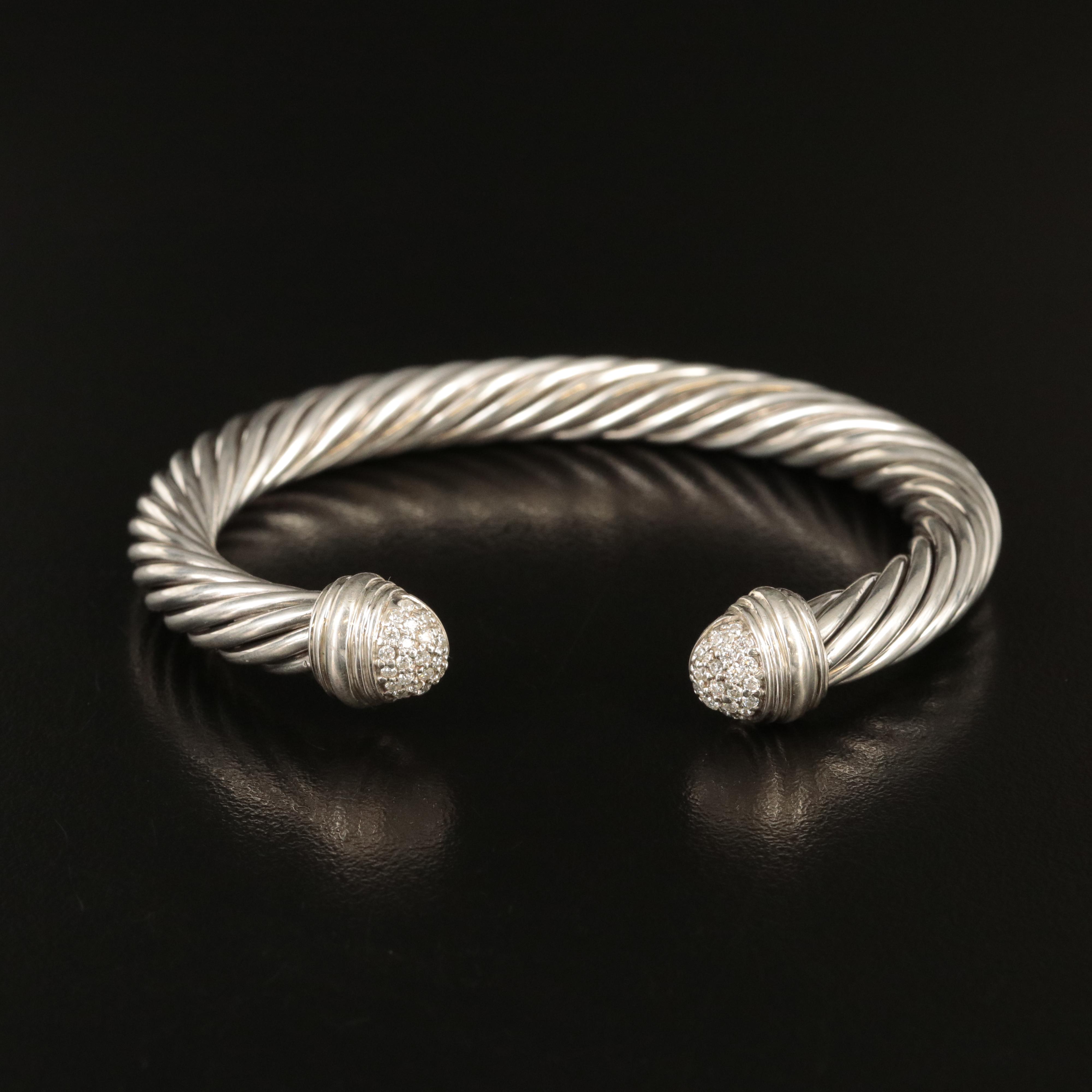 David Yurman Cable Cuff with Sterling and Diamond