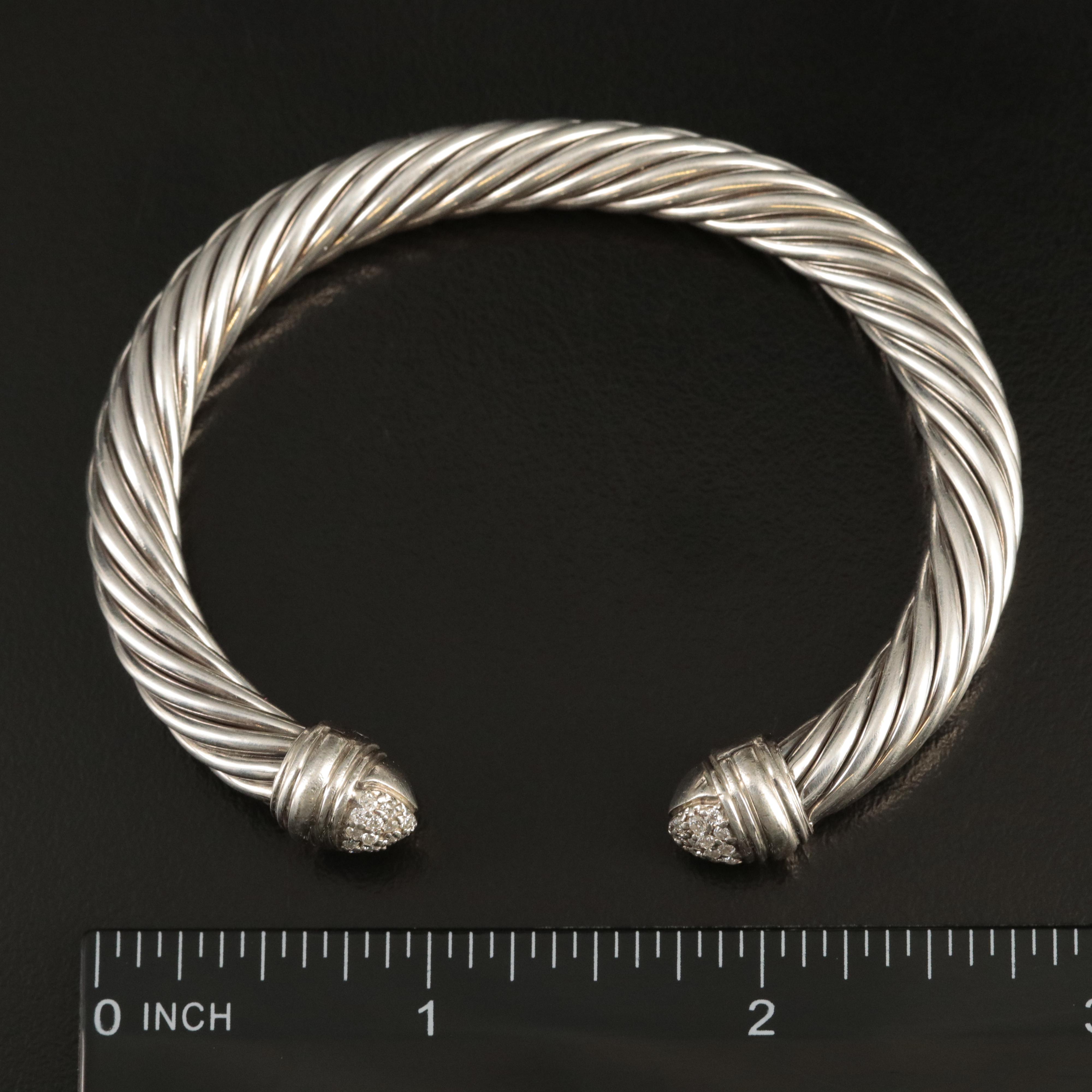 David Yurman Cable Cuff with Sterling and Diamond
