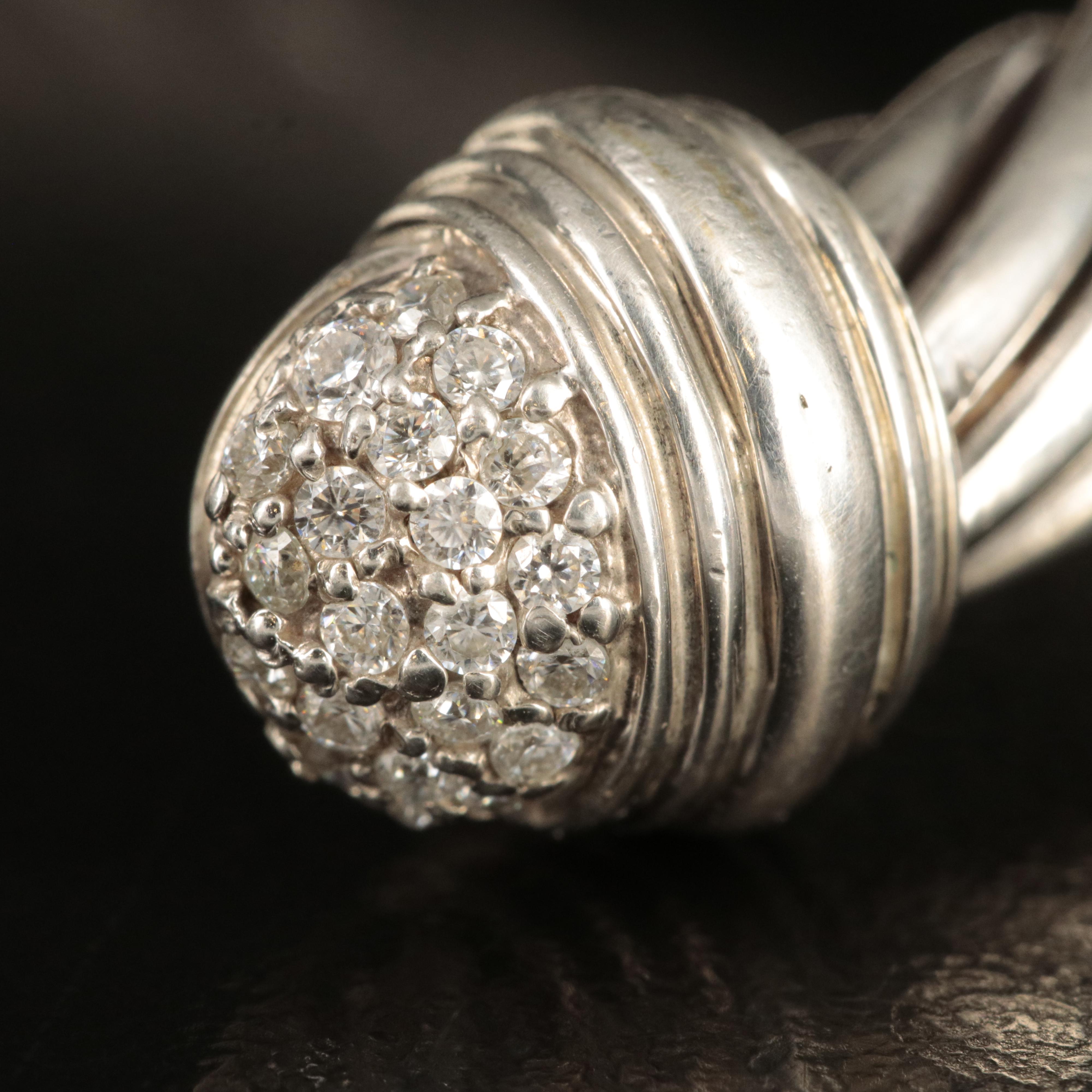 David Yurman Cable Cuff with Sterling and Diamond