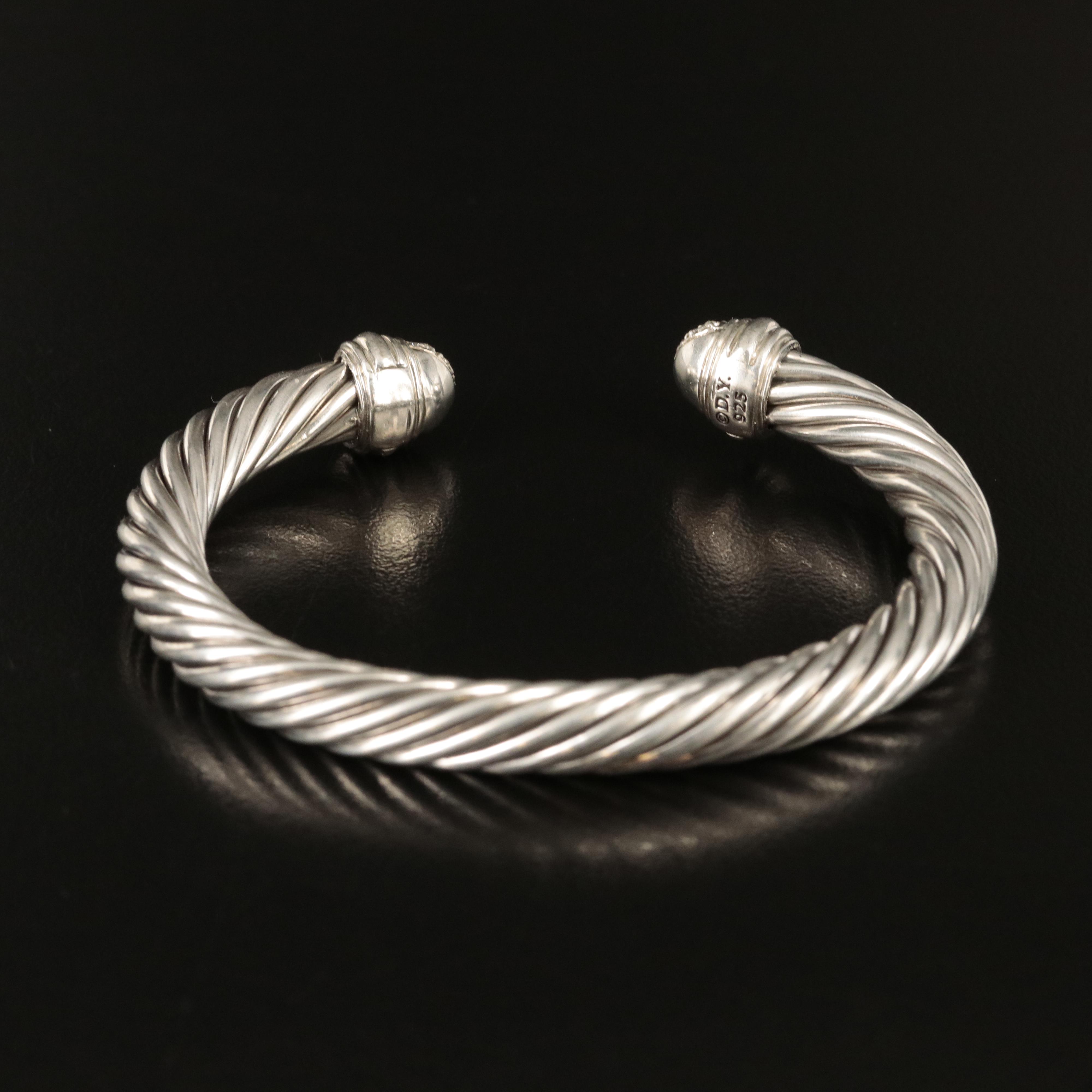 David Yurman Cable Cuff with Sterling and Diamond