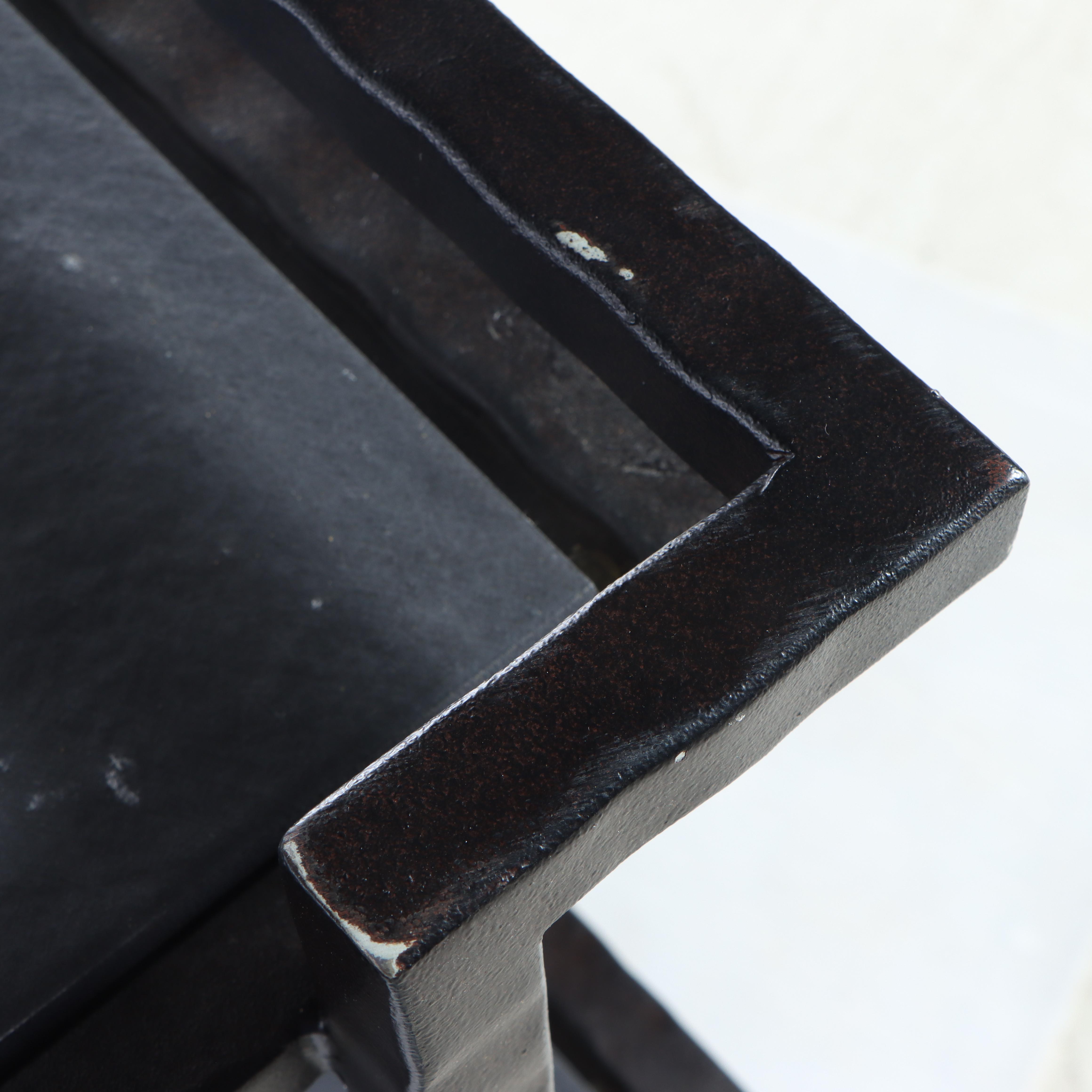 Industrial Style Wrought Metal and Slate Three-Tiered Console Table