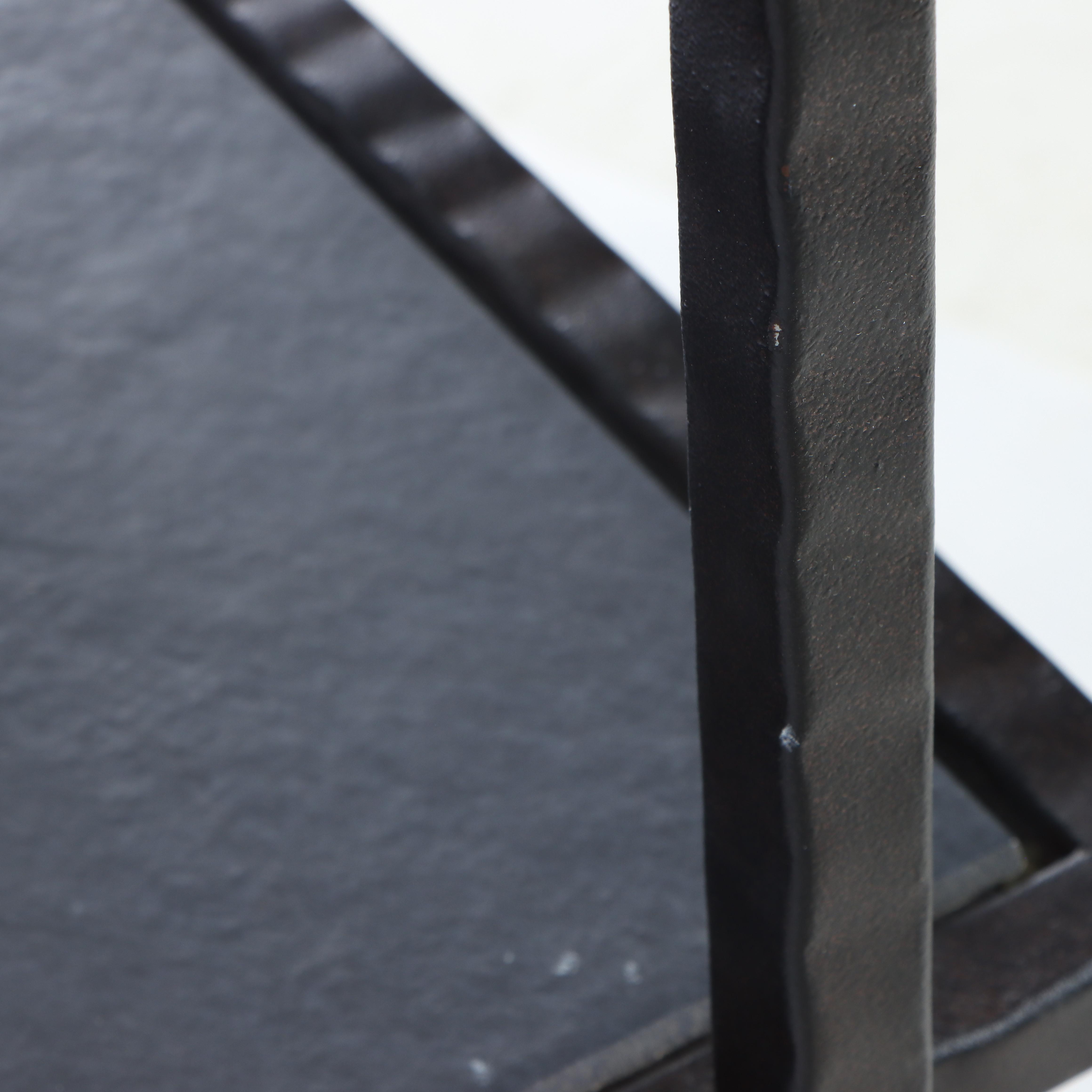 Industrial Style Wrought Metal and Slate Three-Tiered Console Table